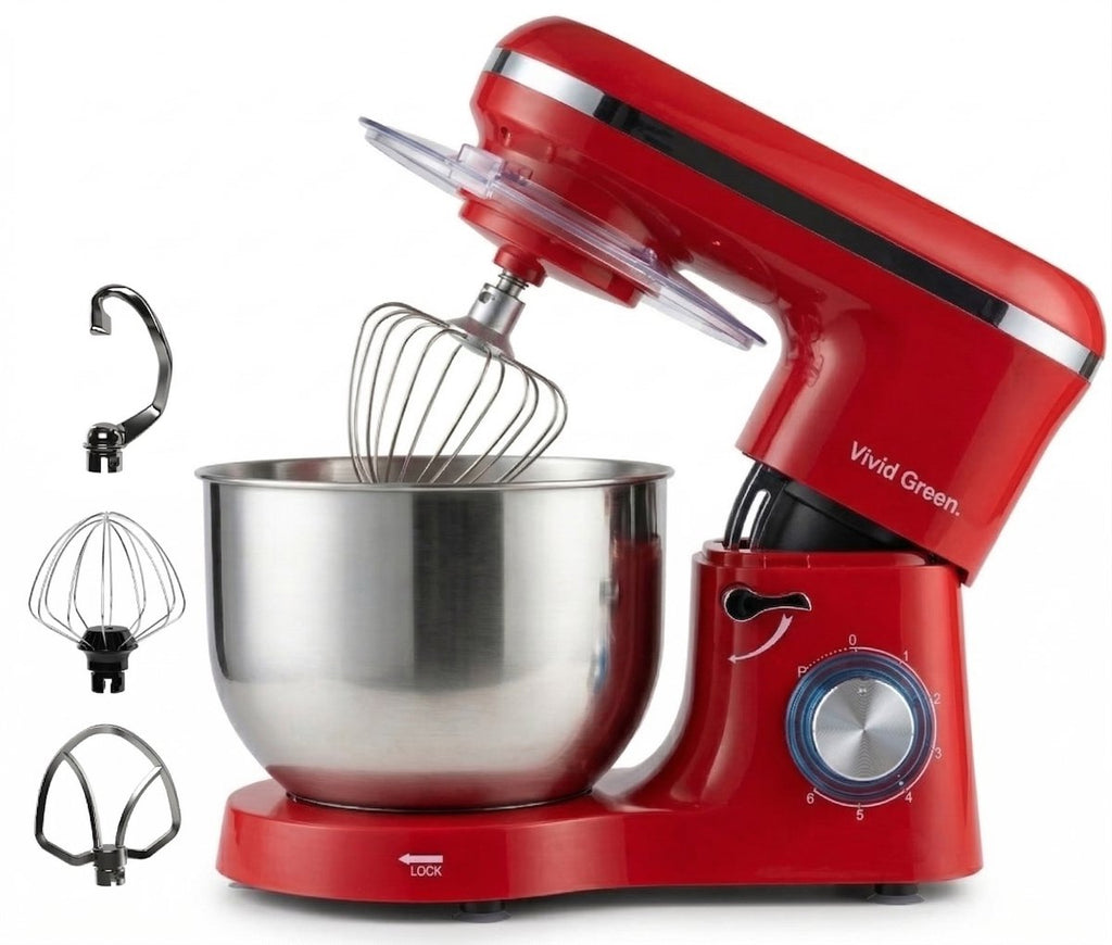 Keukenmachine - 2000W - Keukenrobot - Keukenmixer - Mixer met Mengkom - 6.2L - Rood - Vivid Green