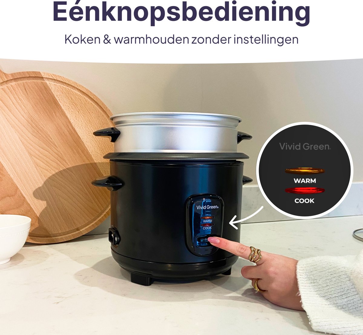 Vivid Green Rijstkoker met Stoommand