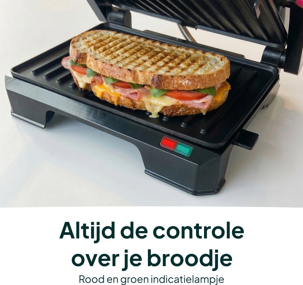 Tosti Apparaat voor 2 Tosti's - Grill IJzer - Contactgrill - Panini - Apparaten - Uitklapbaar - Vivid Green