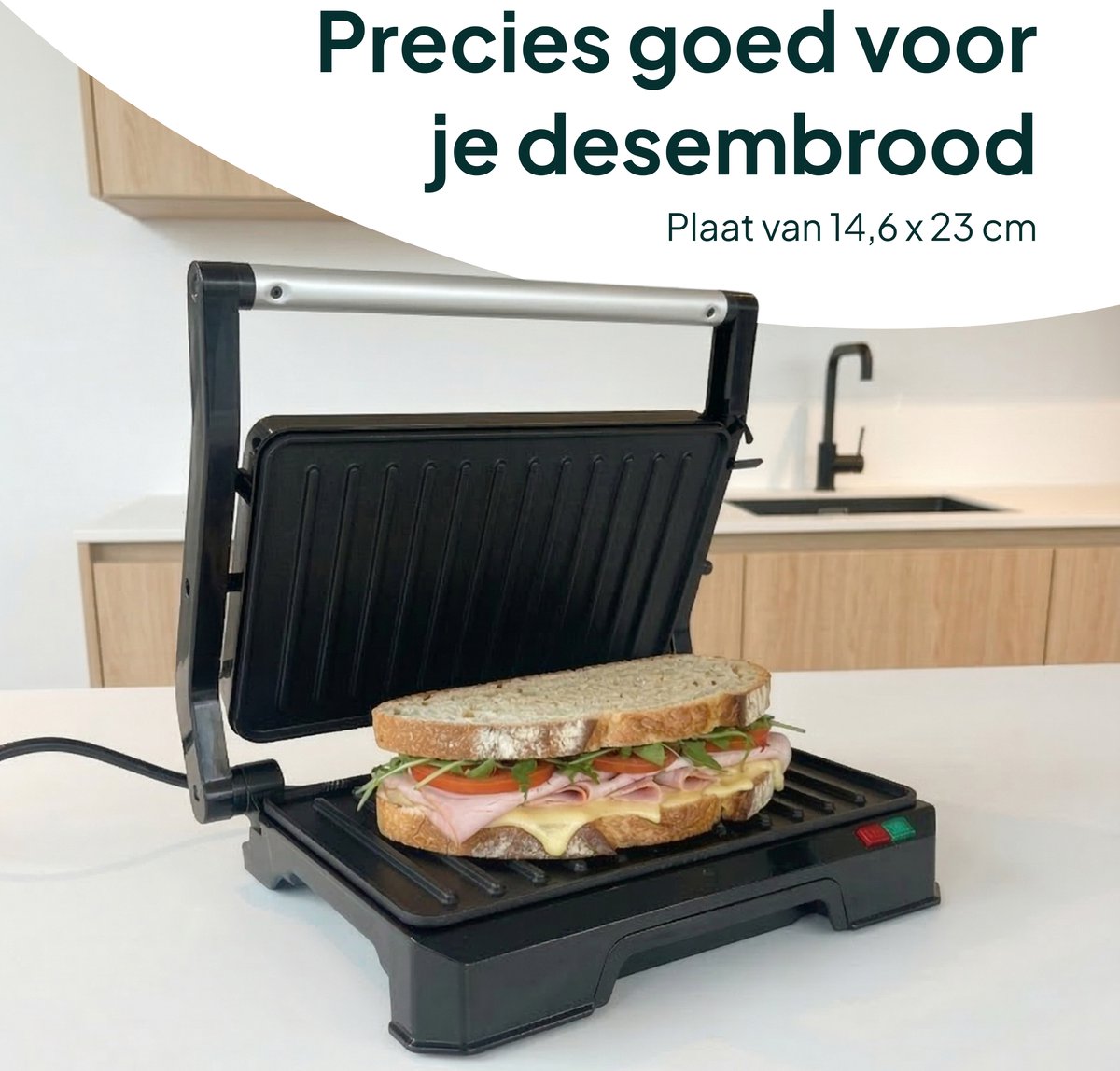 Tosti Apparaat voor 2 Tosti's - Grill IJzer - Contactgrill - Panini - Apparaten - Uitklapbaar - Vivid Green