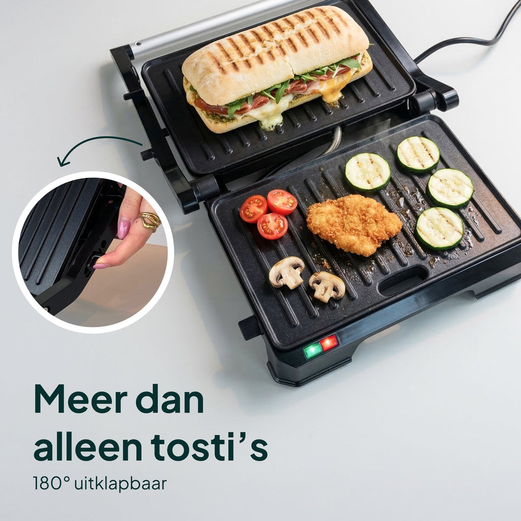 Tosti Apparaat voor 2 Tosti's - Grill IJzer - Contactgrill - Panini - Apparaten - Uitklapbaar - Vivid Green