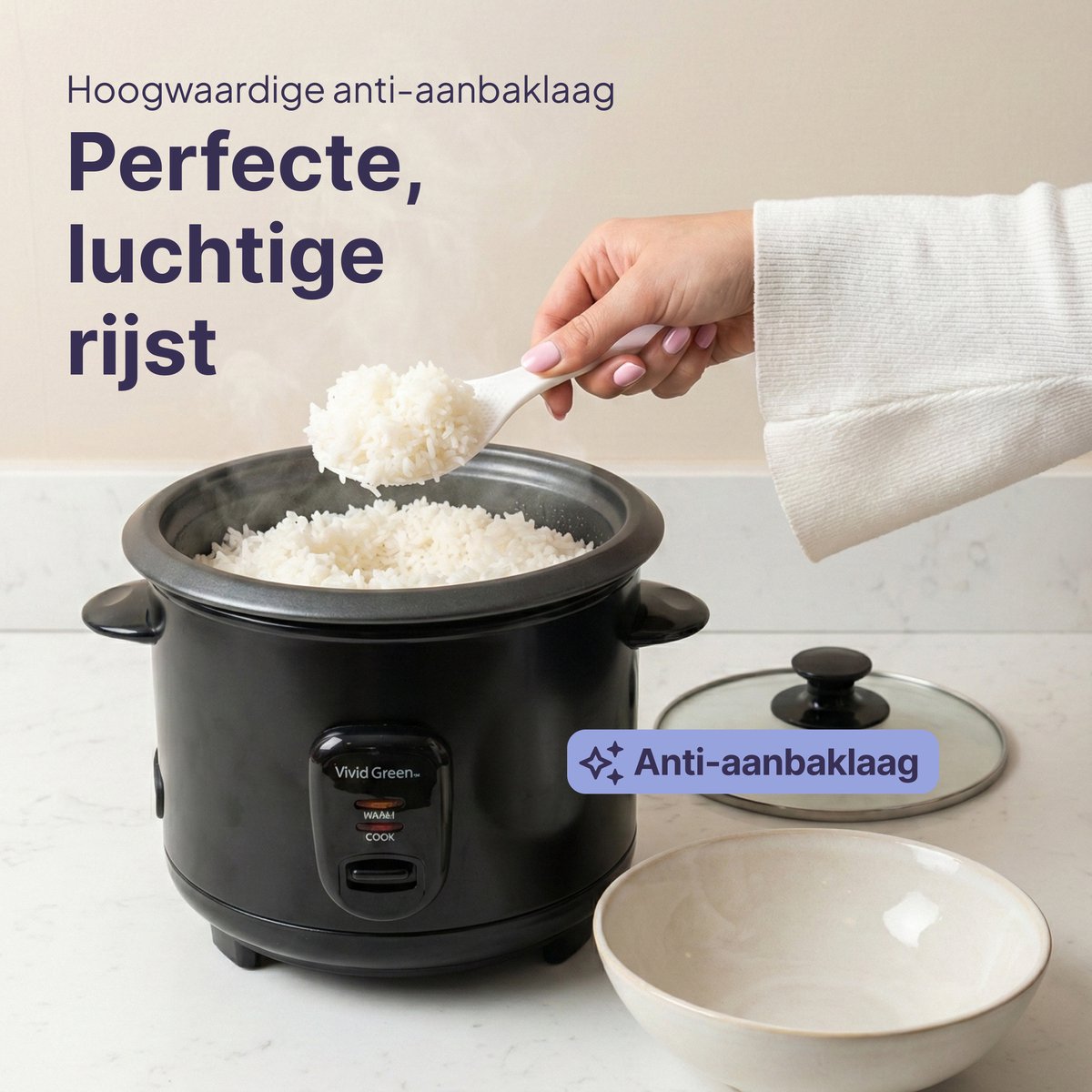 Vivid Green Rijstkoker met Stoommand