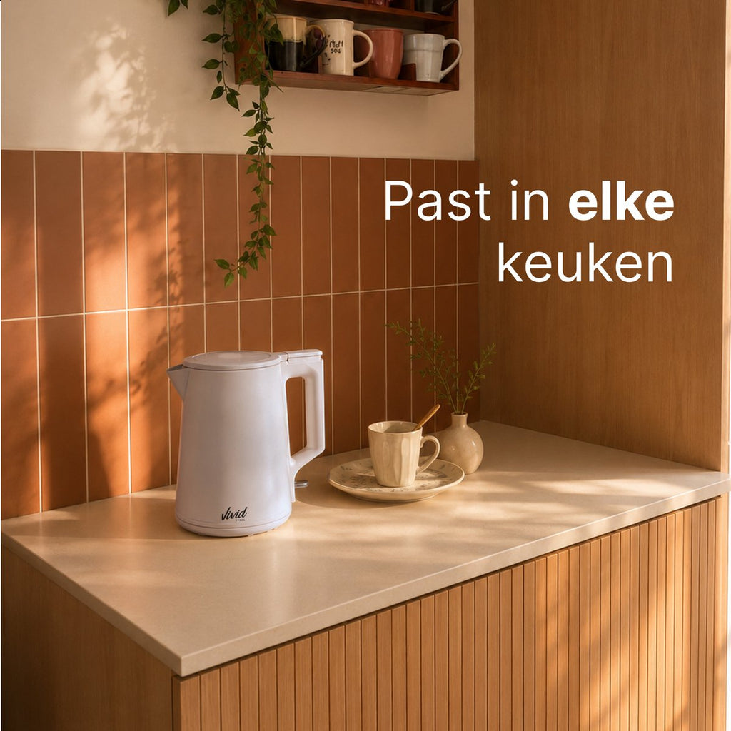 Vivid Green 2200W Waterkoker - 1.7L - BPA-vrij - 360° - Elektrisch - RVS - Creme