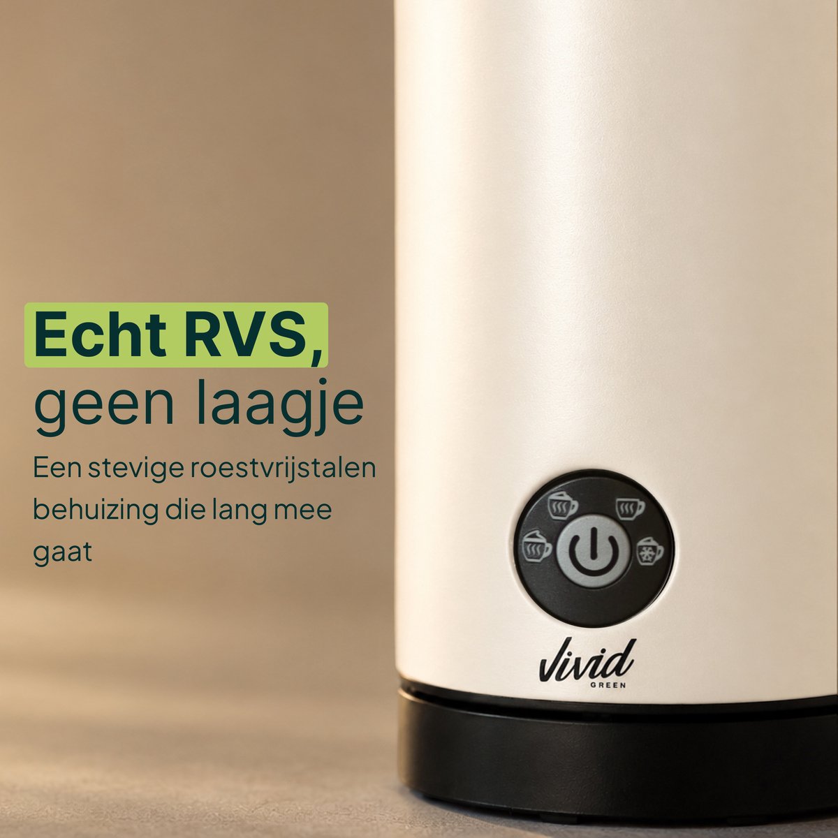 Vivid Green Melkopschuimer RVS