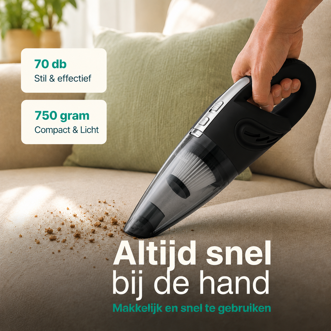 Vivid Green Kruimelzuiger Snoerloos 5 opzetstukken - Grijs