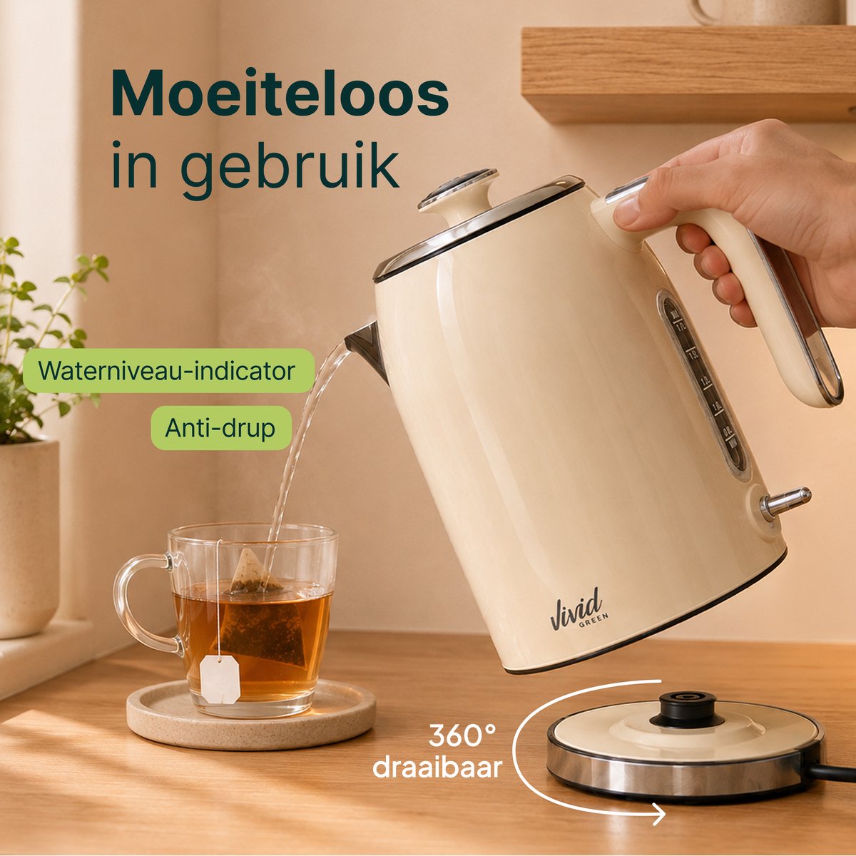 Vivid Green Luxe Waterkoker Retro Design
