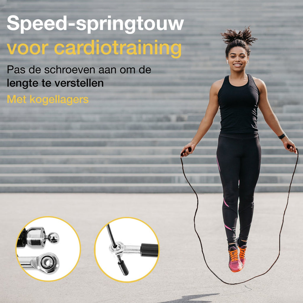 Vivid Green® Professioneel Sport Springtouw met Teller - Touwtje Springen – Volwassenen – Kinderen - Speedrope – Jump Rope - Zwart