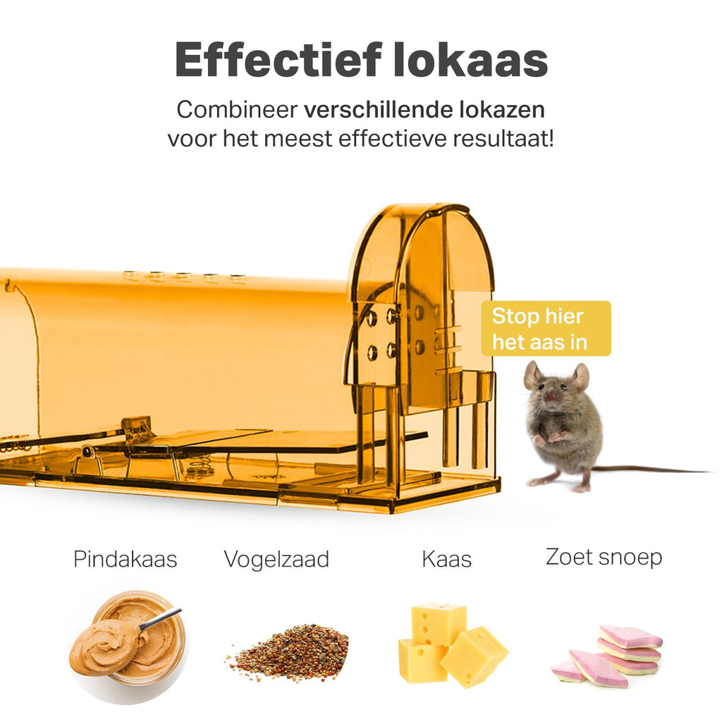 2-Pack Diervriendelijke muizenval voor binnen & buiten - Muizenvallen - Muizenverjager - Mouse trap - Oranje