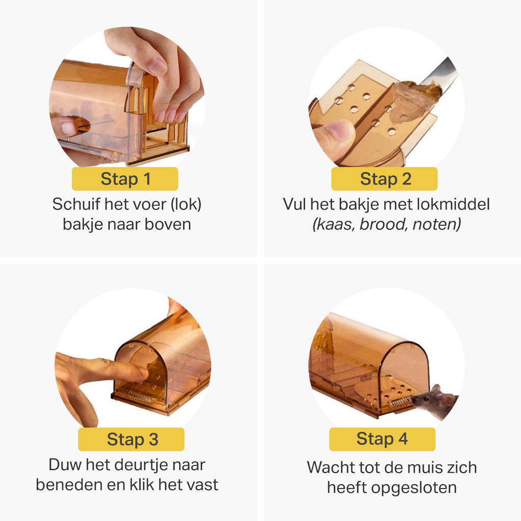 2-Pack Diervriendelijke muizenval voor binnen & buiten - Muizenvallen - Muizenverjager - Mouse trap - Oranje