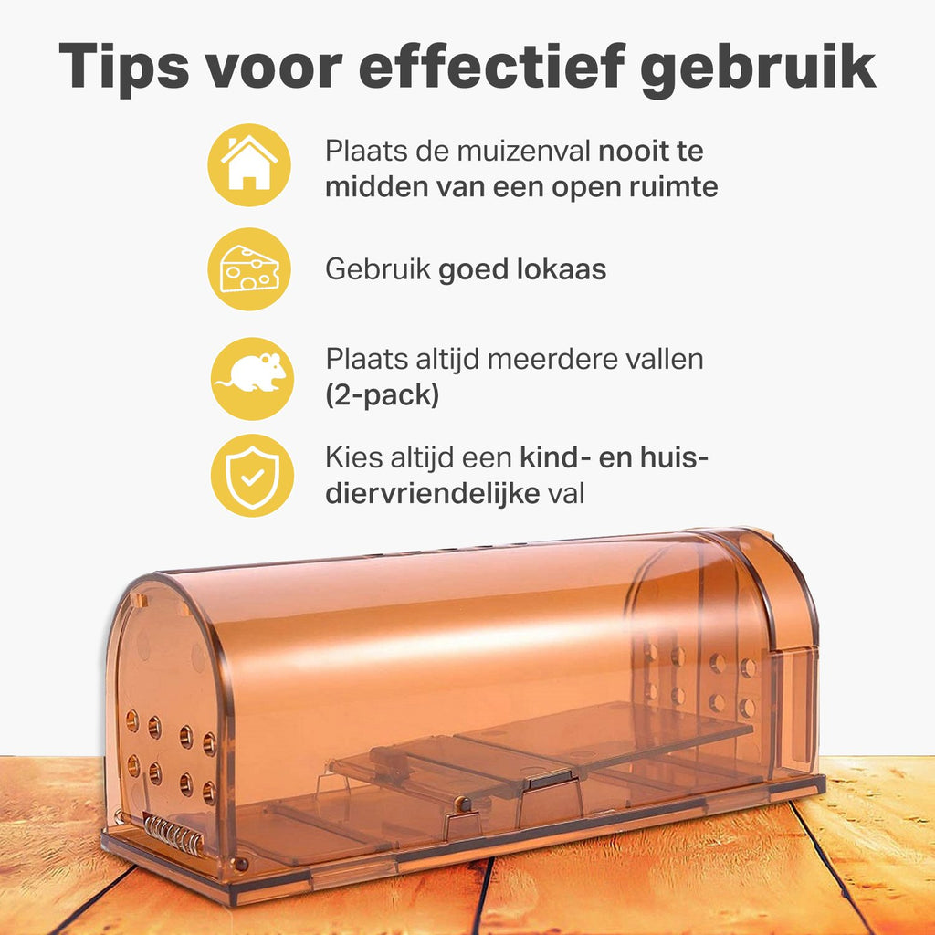 2-Pack Diervriendelijke muizenval voor binnen & buiten - Muizenvallen - Muizenverjager - Mouse trap - Oranje