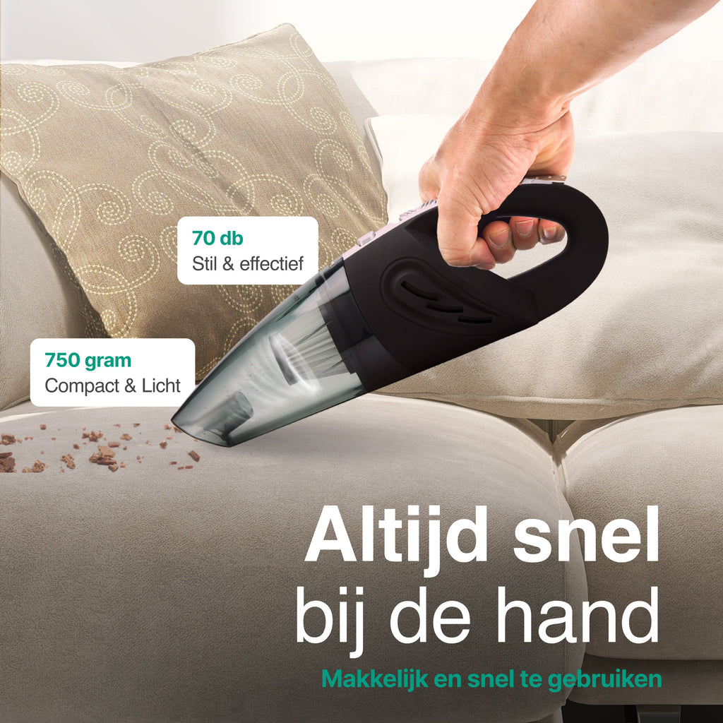 Kruimelzuiger Snoerloos - Handstofzuiger met 5 opzetstukken - Kruimelzuiger - Grijs - Vivid Green