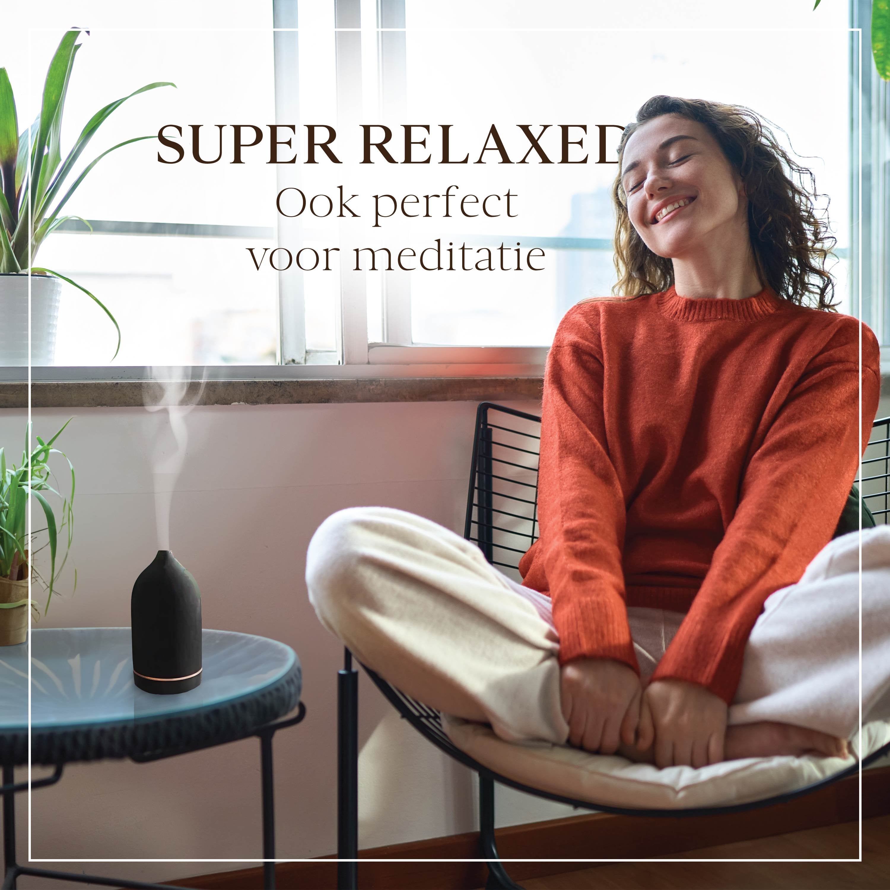 Aroma Diffuser - Keramiek - Luchtbevochtiger - Aromatherapie - Geurverspreider - Etherische olie - Verstuiver - Aromadiffusers - Zwart - Vivid Green