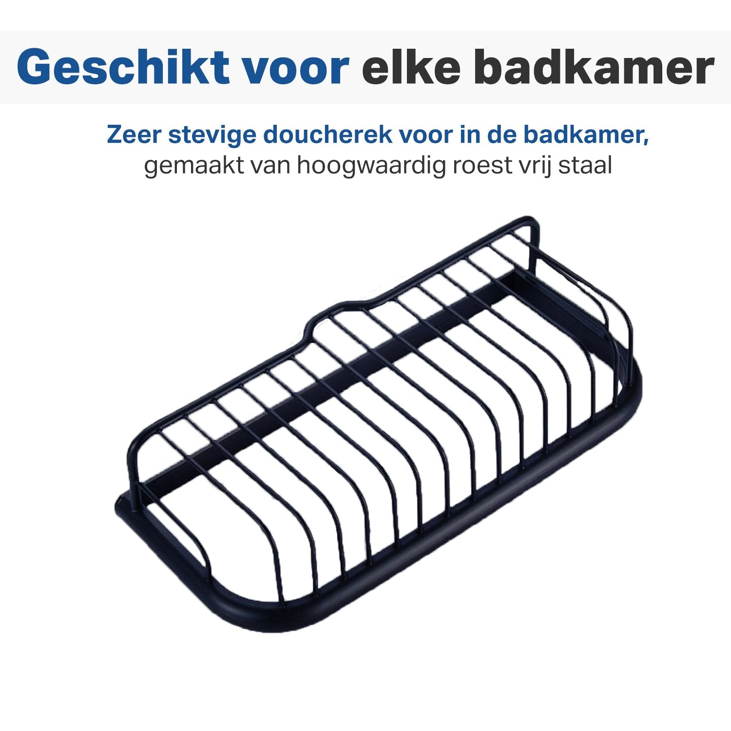 Doucherek Zwart - Hangend - Doucherekje - Doucherekjes - Douchemandje - Badkamerrek - Badkamerrekje - Opbergrek Badkamer - Badkamer Accessoires Voor Douche - Zwart