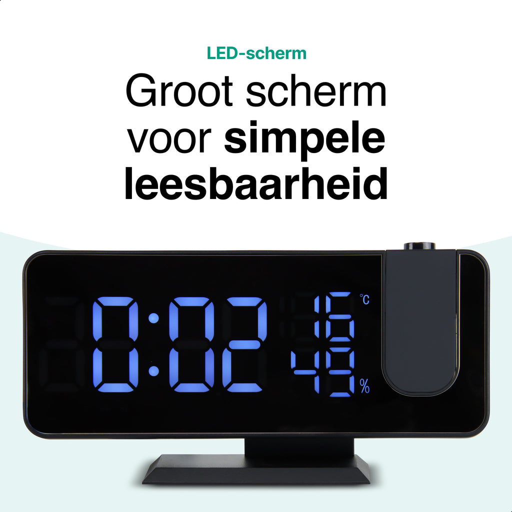 Vivid Green Digitale Wekkerradio met Projectie - Wekkers Digitaal - Projectiewekker - Projectieklok