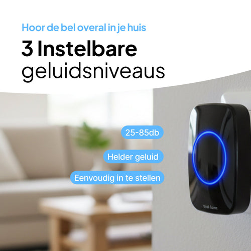 Draadloze Deurbel - IP44 Waterdicht - Met ontvanger - Zwart