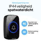 Draadloze Deurbel - IP44 Waterdicht - Met ontvanger - Zwart