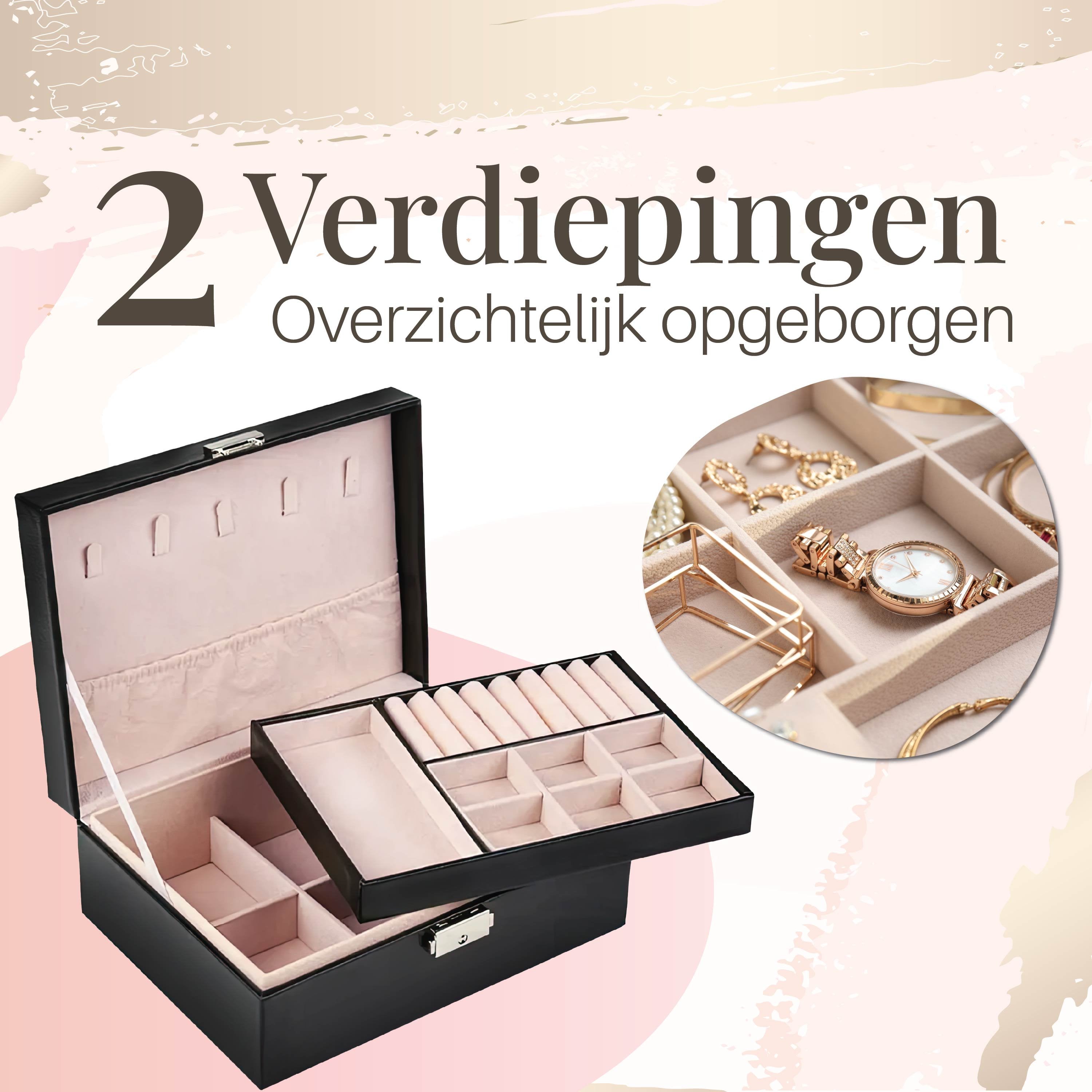 Sieradendoos met 2 Verdiepingen - Juwelendoos - Organizer - Sieraden doosje Meisje - Vivid Green
