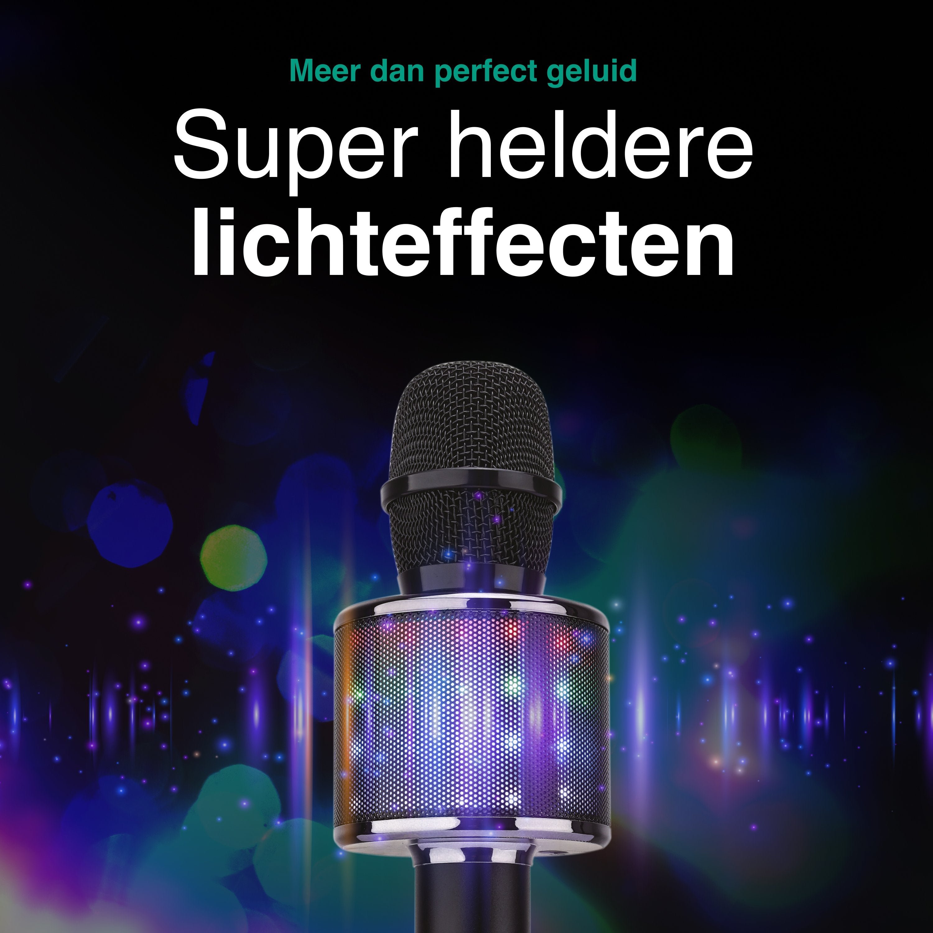 Karaoke microfoon Inc. opbergcase Voor kinderen en Volwassenen - Met Speaker - Draadloos - Set - Zwart - Vivid Green