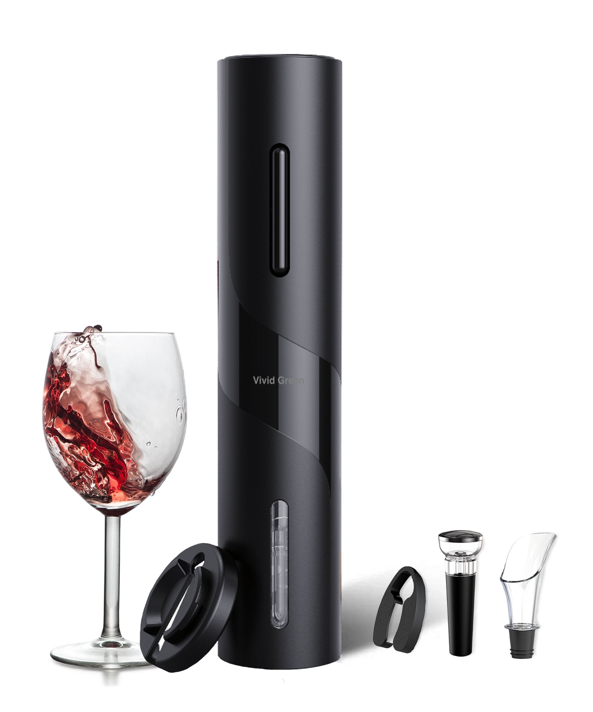 Vivid Green Elektrische kurkentrekker - Wijnopener - Wijn opener accessoires - Elektrisch - Set - Deluxe - Zwart