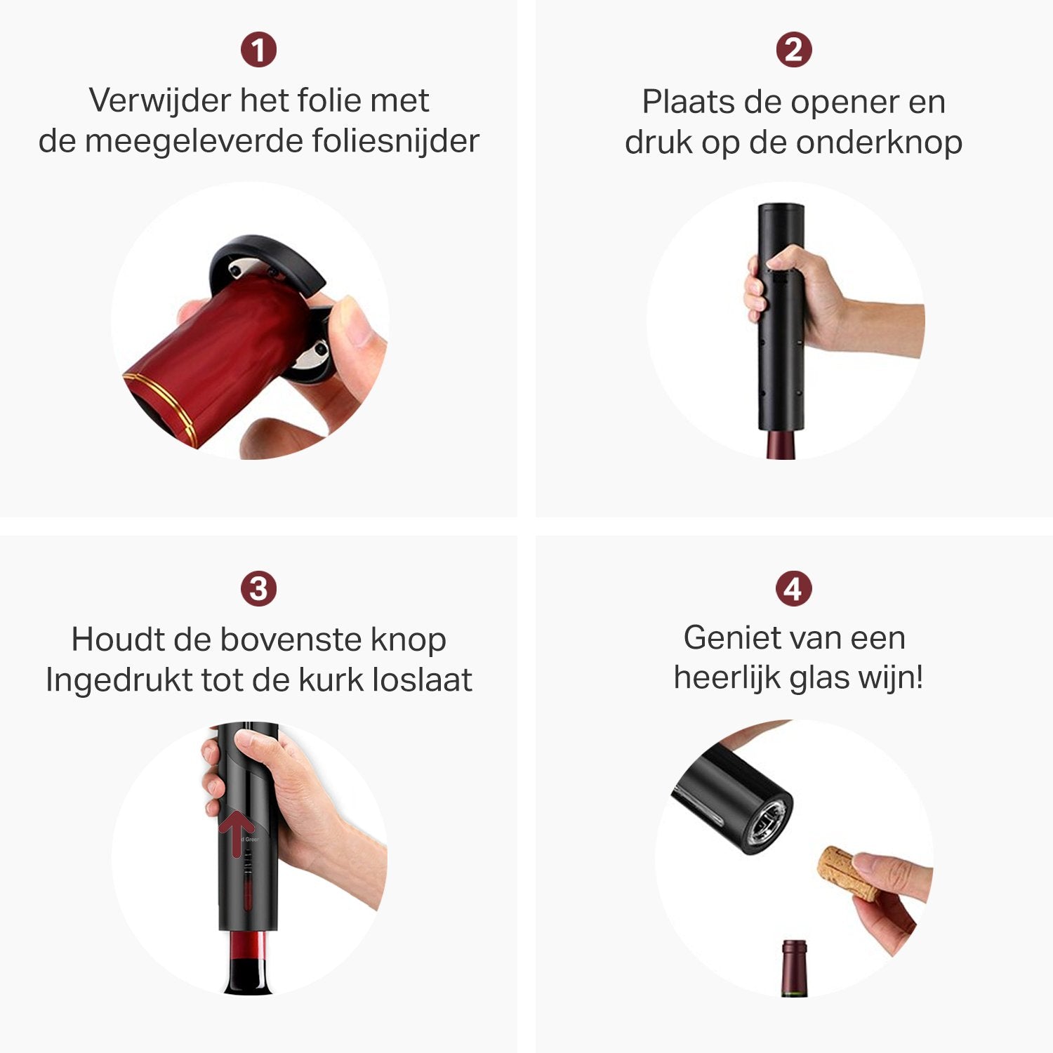 Vivid Green Elektrische kurkentrekker - Wijnopener - Wijn opener accessoires - Elektrisch - Set - Deluxe - Zwart