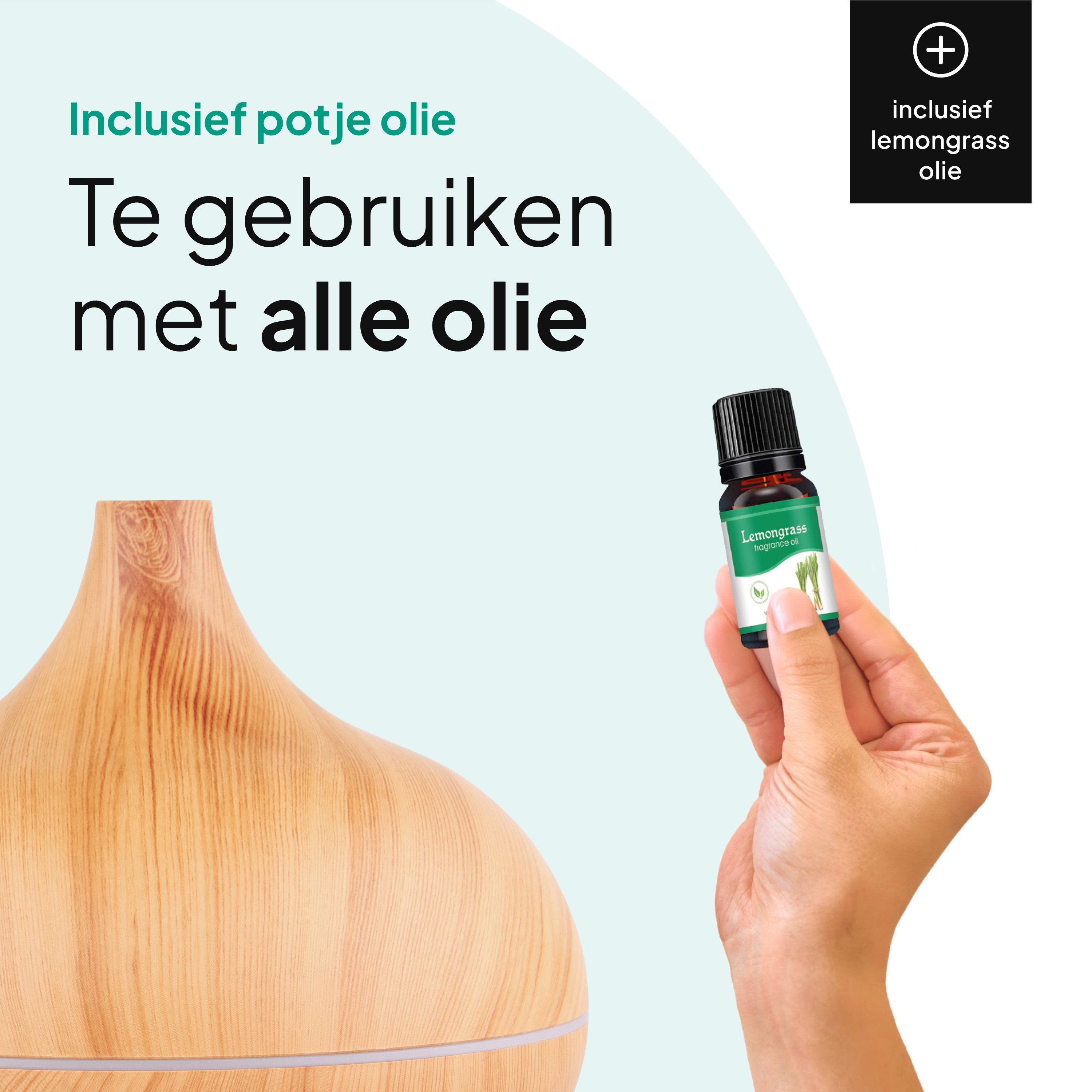 Aroma Diffuser 550ML - Luchtbevochtiger - Aromatherapie - Geurverspreider - Etherische olie - Verstuiver - Aromadiffusers - Lichtbruin - Vivid Green