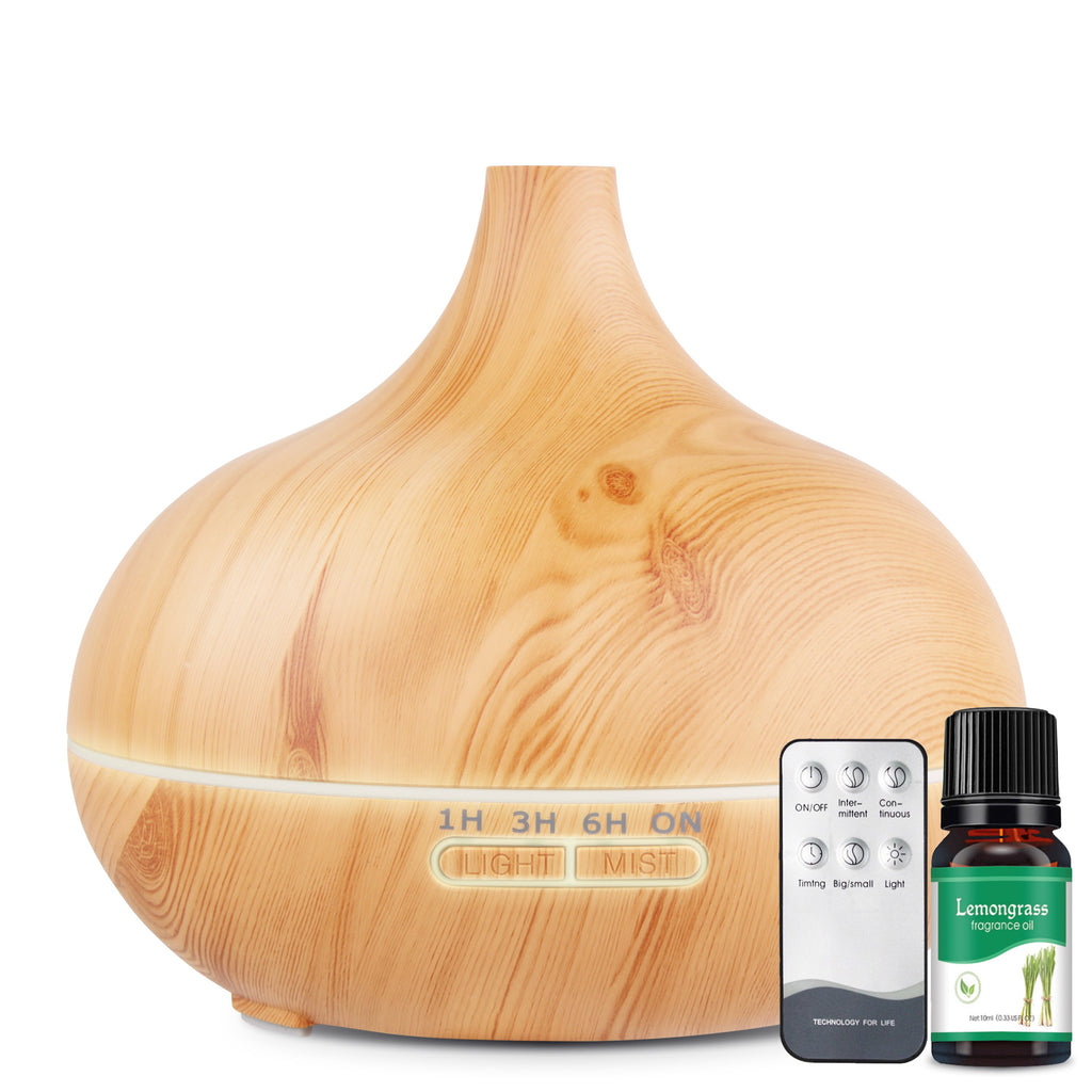 Aroma Diffuser 550ML - Luchtbevochtiger - Aromatherapie - Geurverspreider - Etherische olie - Verstuiver - Aromadiffusers - Lichtbruin - Vivid Green