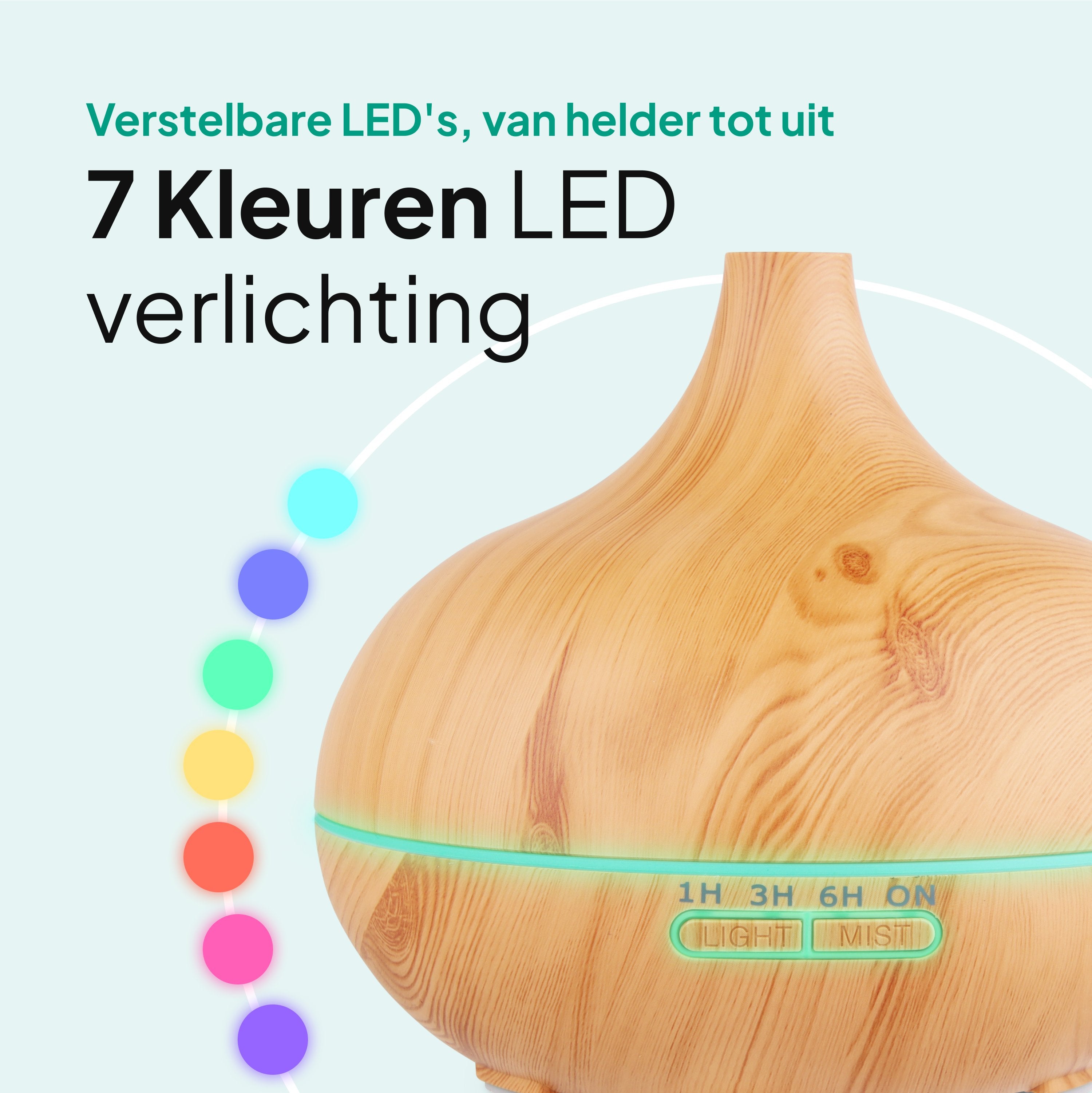 Aroma Diffuser 550ML - Luchtbevochtiger - Aromatherapie - Geurverspreider - Etherische olie - Verstuiver - Aromadiffusers - Lichtbruin - Vivid Green