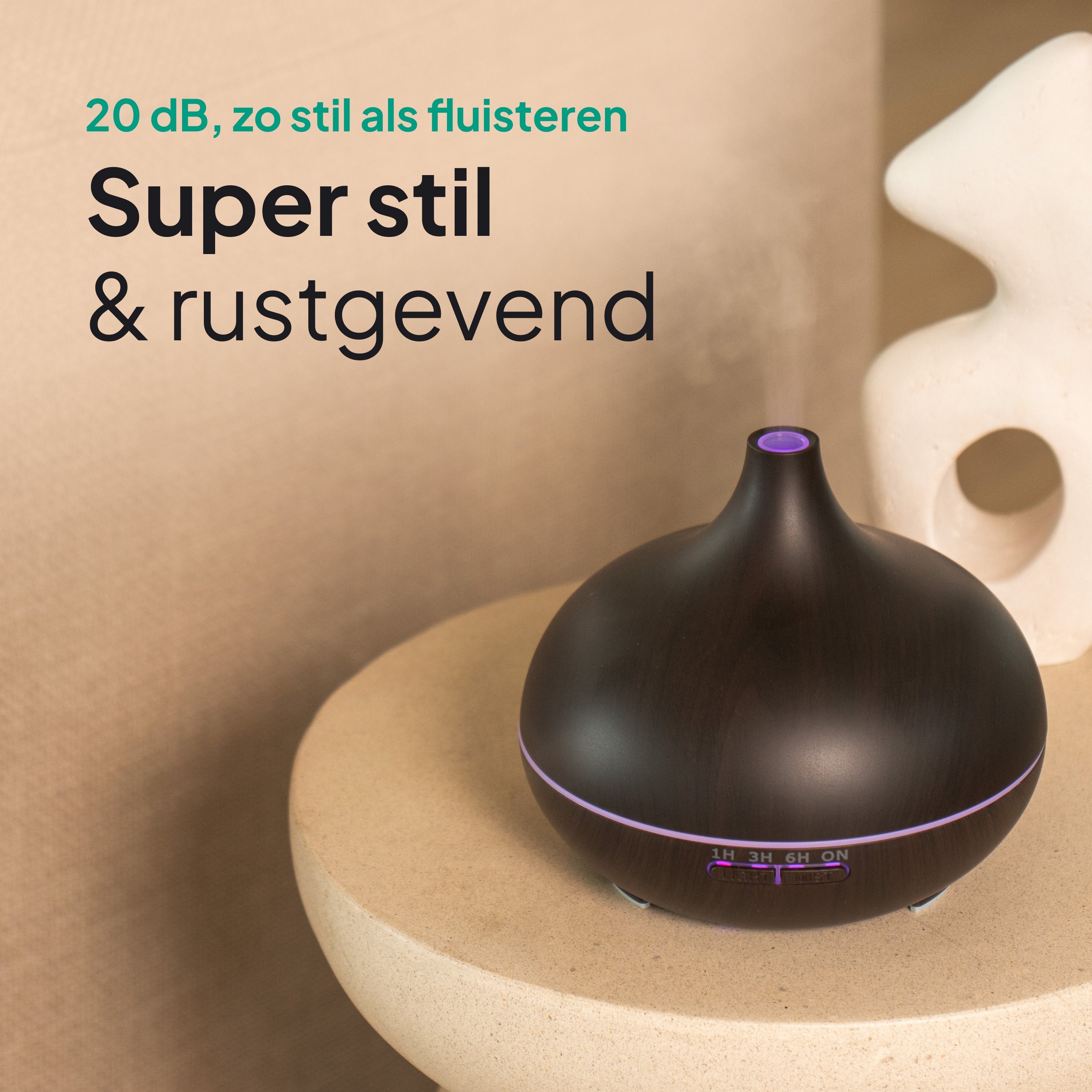 Aroma Diffuser 550ML - Luchtbevochtiger - Aromatherapie - Geurverspreider - Etherische olie - Verstuiver - Aromadiffusers - Donkerbruin - Vivid Green