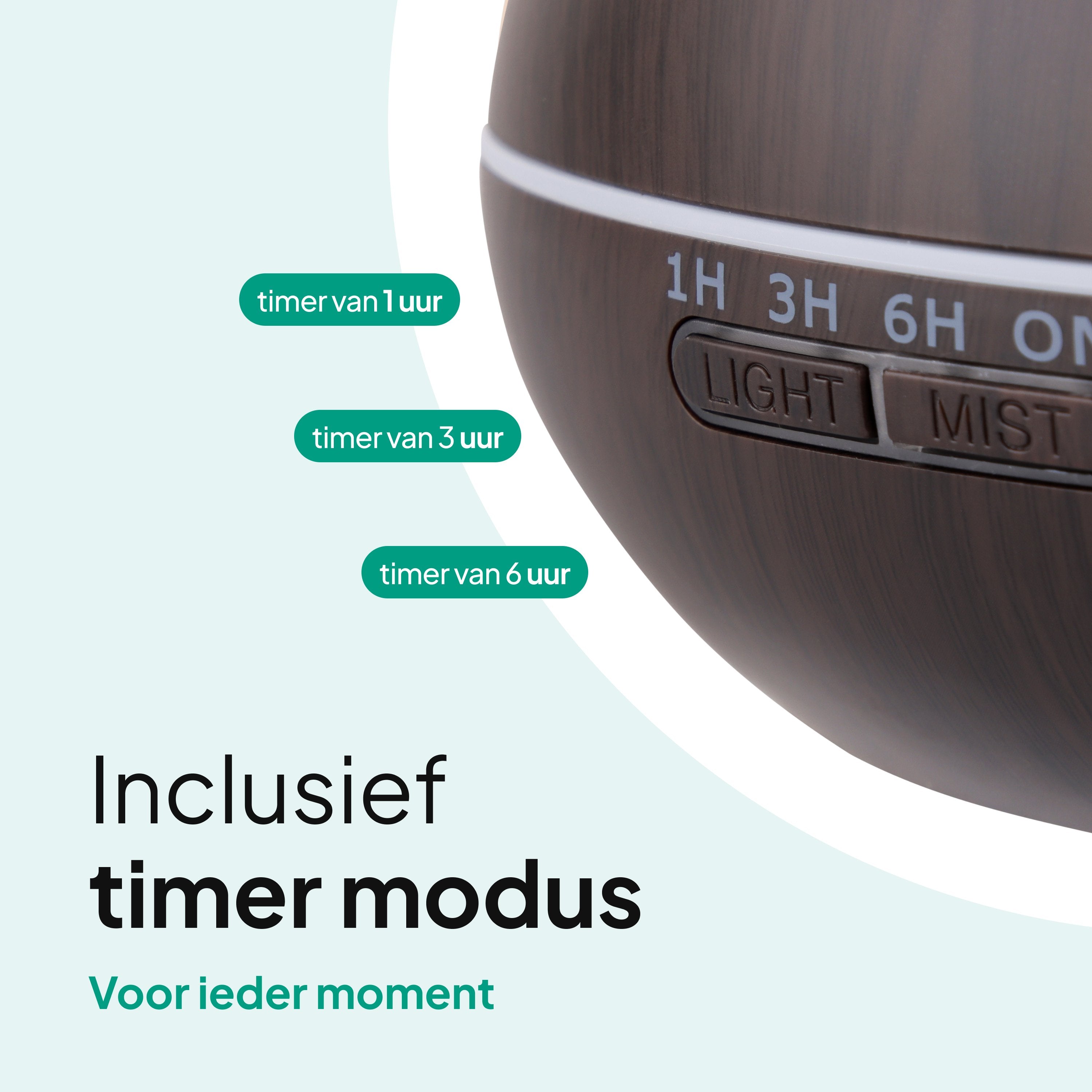 Aroma Diffuser 550ML - Luchtbevochtiger - Aromatherapie - Geurverspreider - Etherische olie - Verstuiver - Aromadiffusers - Donkerbruin - Vivid Green
