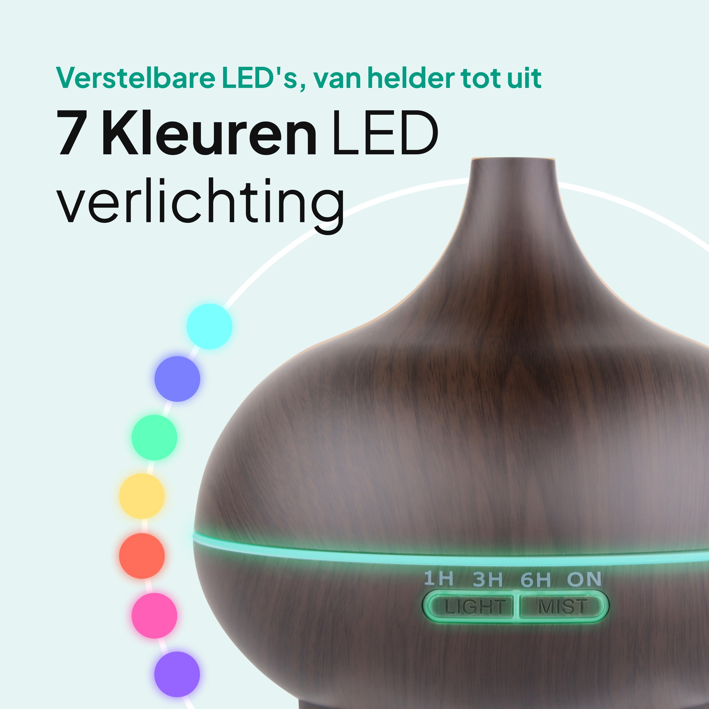 Aroma Diffuser 550ML - Luchtbevochtiger - Aromatherapie - Geurverspreider - Etherische olie - Verstuiver - Aromadiffusers - Donkerbruin - Vivid Green