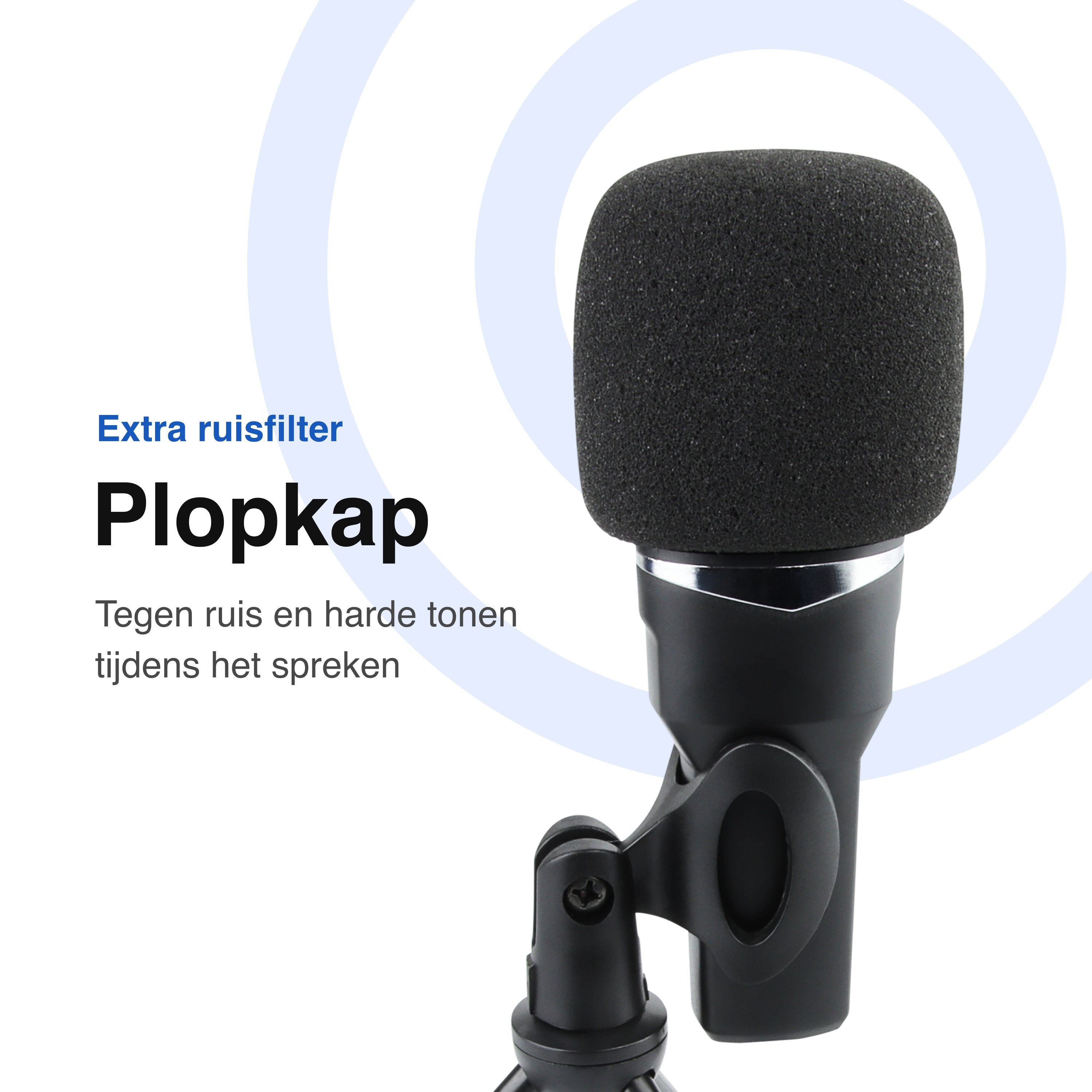 USB Microfoon met standaard - Gaming - Podcast - Voor Pc en console - Standaard - Incl. Plopkap - Zwart - Vivid Green