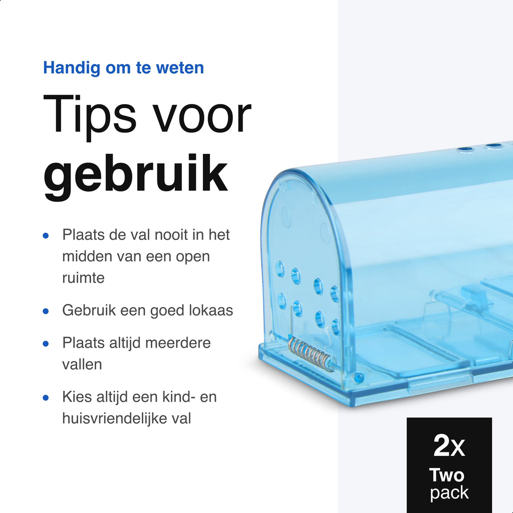 2-Pack Diervriendelijke muizenval voor binnen & buiten - Muizenvallen - Muizenverjager - Mouse trap - Blauw