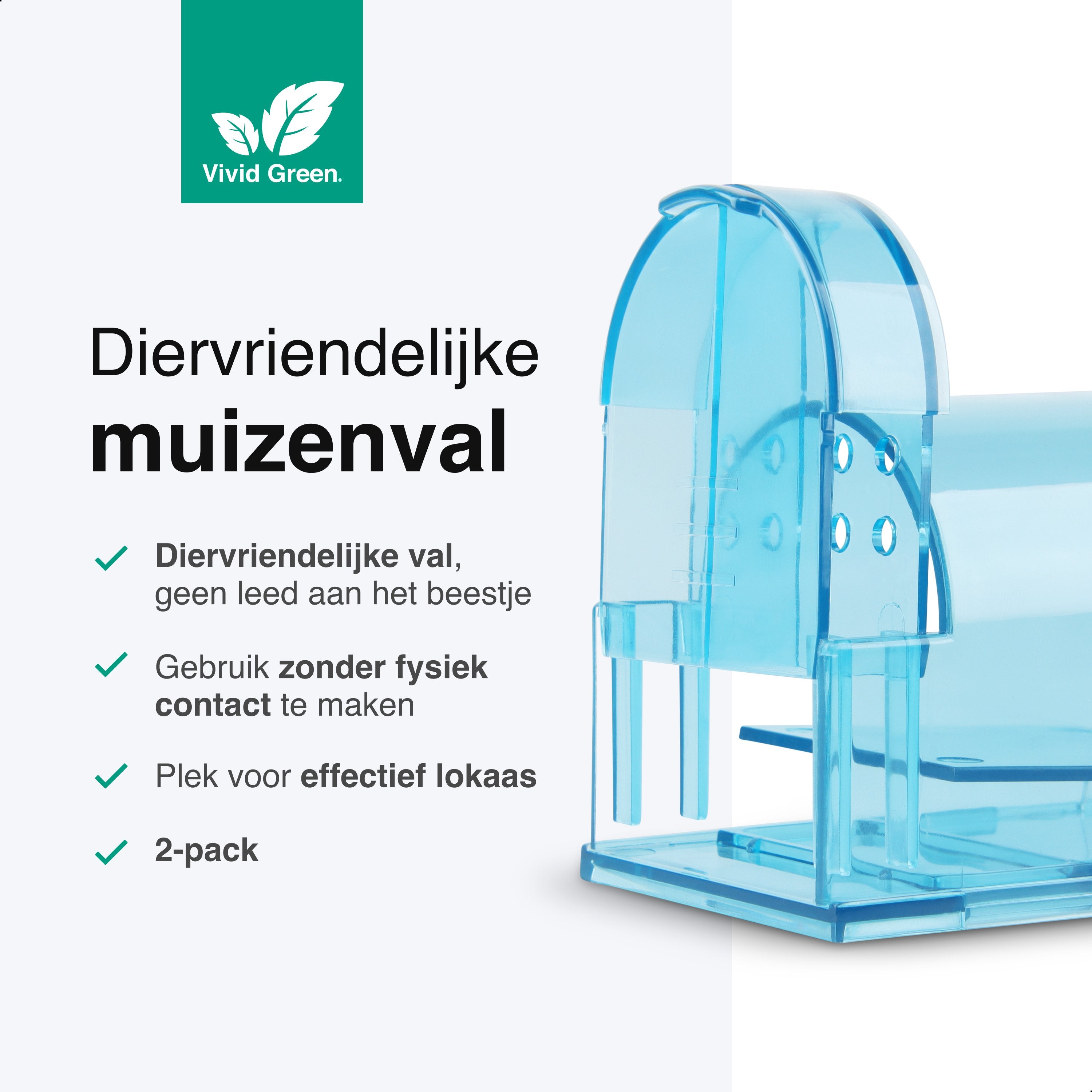 2-Pack Diervriendelijke muizenval voor binnen & buiten - Muizenvallen - Muizenverjager - Mouse trap - Blauw