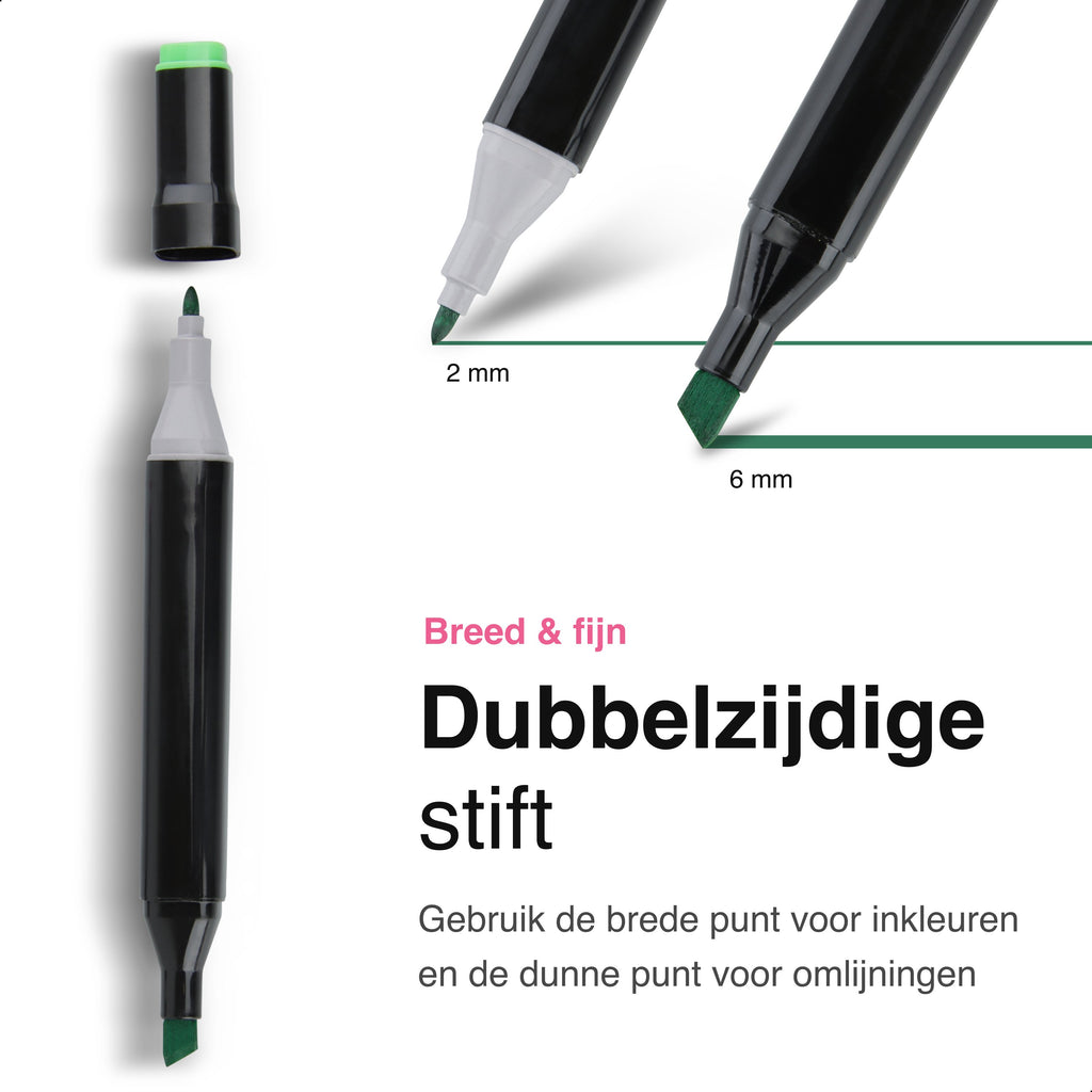 Twinmarkers 80 stuks voor volwassenen - Alcohol Markers - Stiften - Markeerstiften - Vivid Green