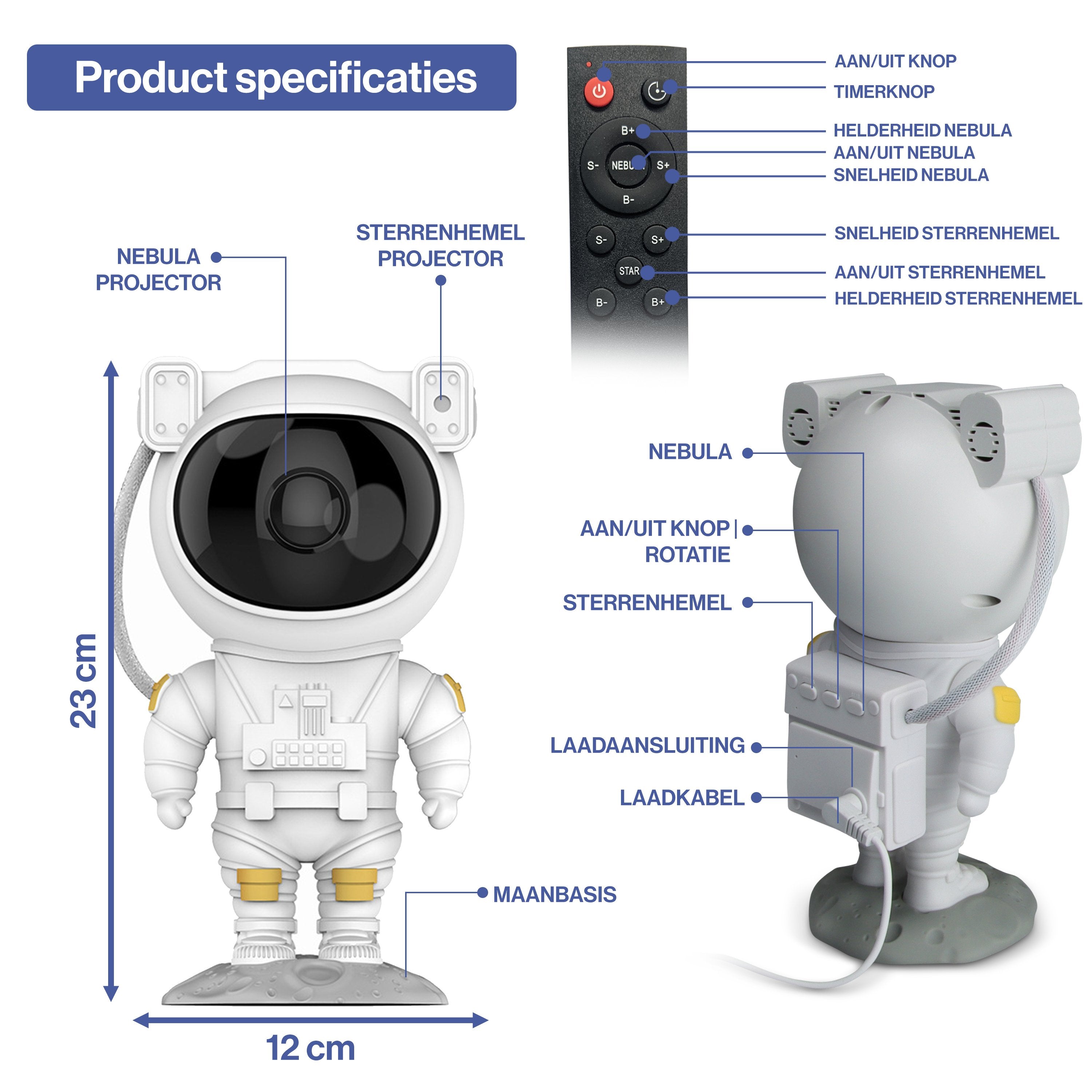 Vivid Green Astronaut sterren projector - Galaxy - Sterrenhemel projector