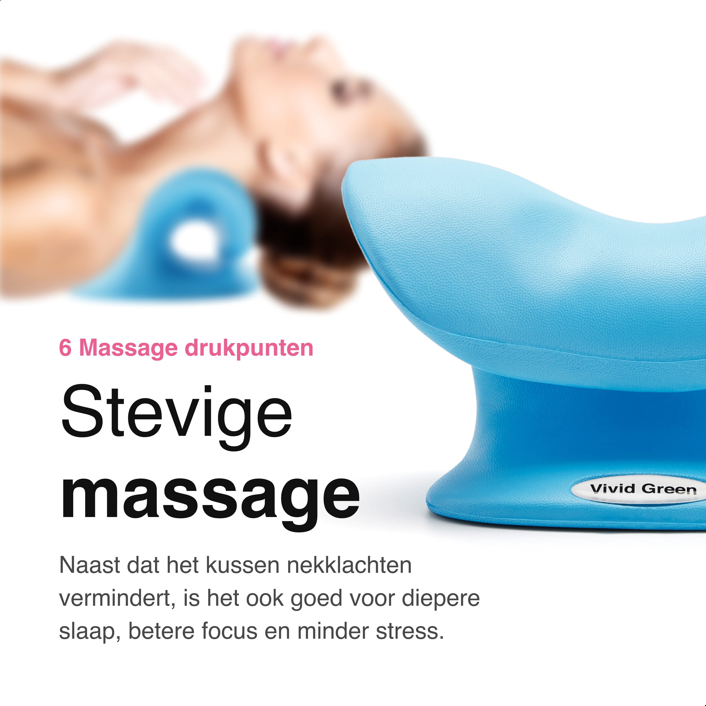 Vivid Green Nekstretcher- Massage kussen - Blauw