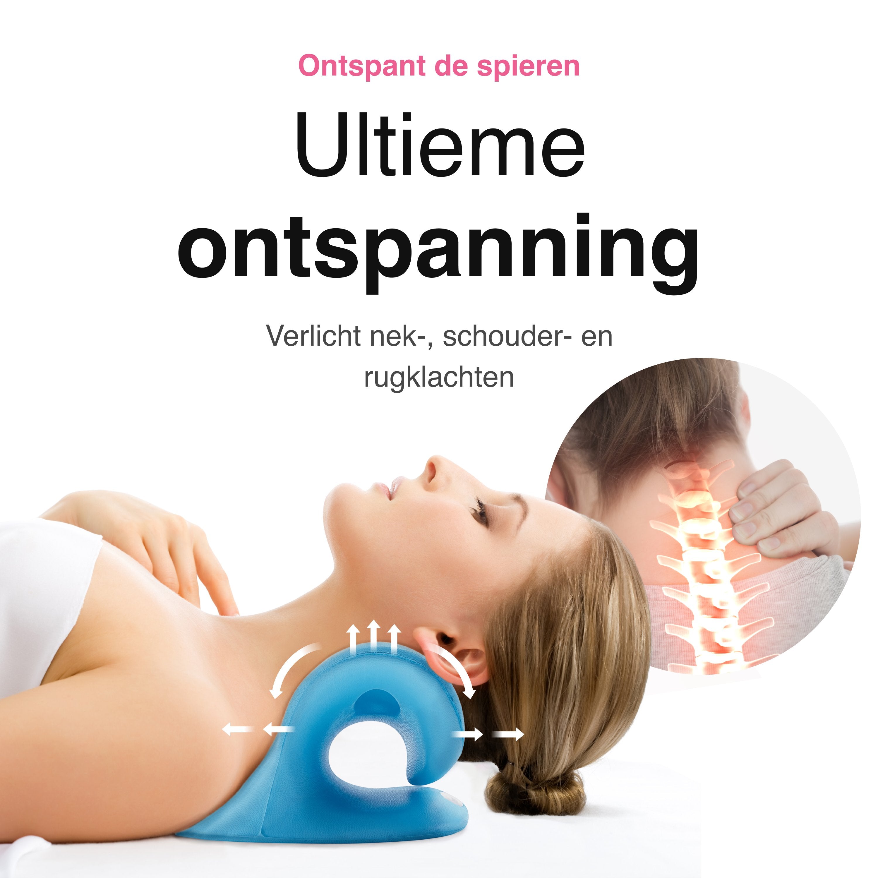 Vivid Green Nekstretcher- Massage kussen - Blauw