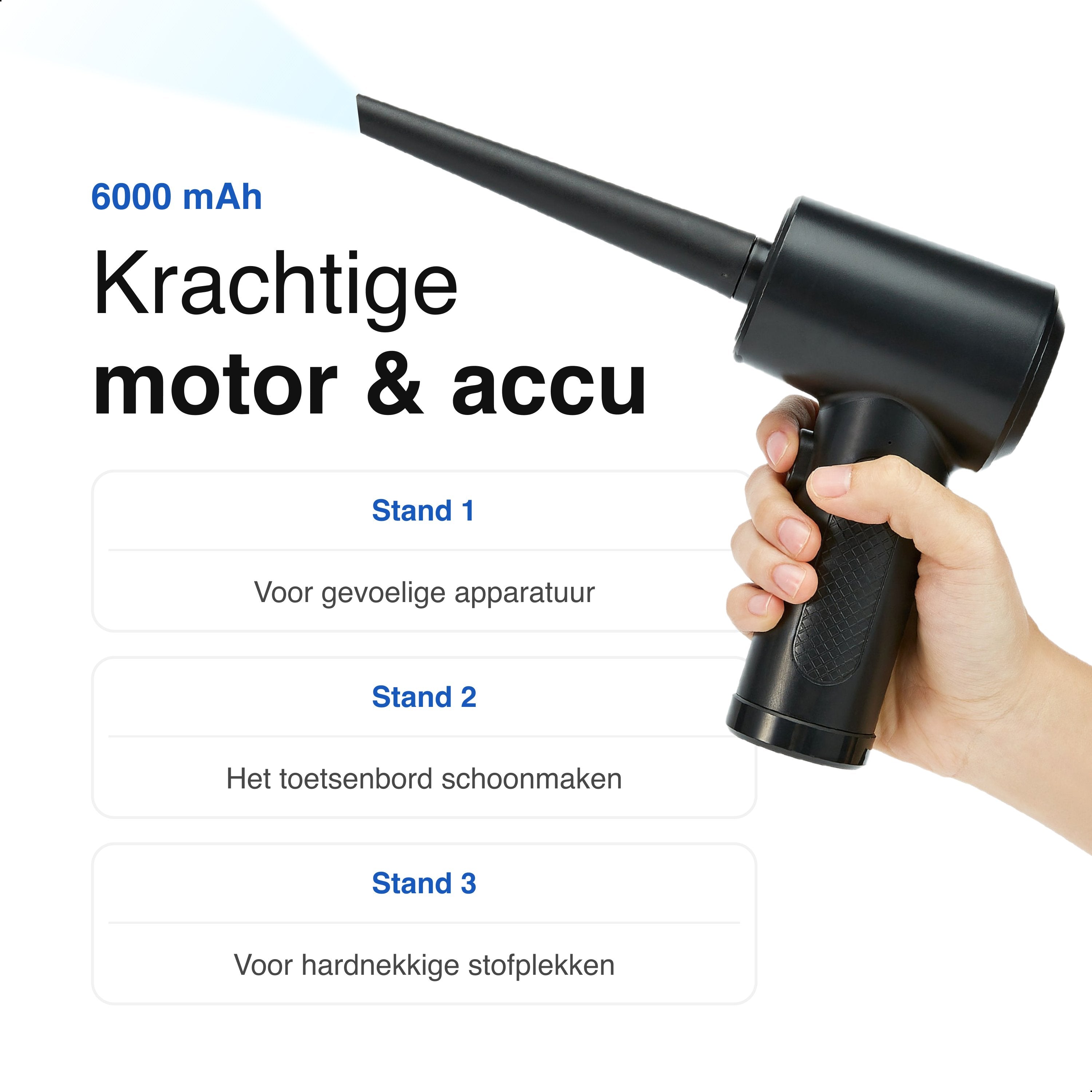 Air Duster 50K RPM - Perslucht - Compressed Air - Stof Reiniger - Oplaadbaar en Draadloos – Computer - Zwart - Vivid Green
