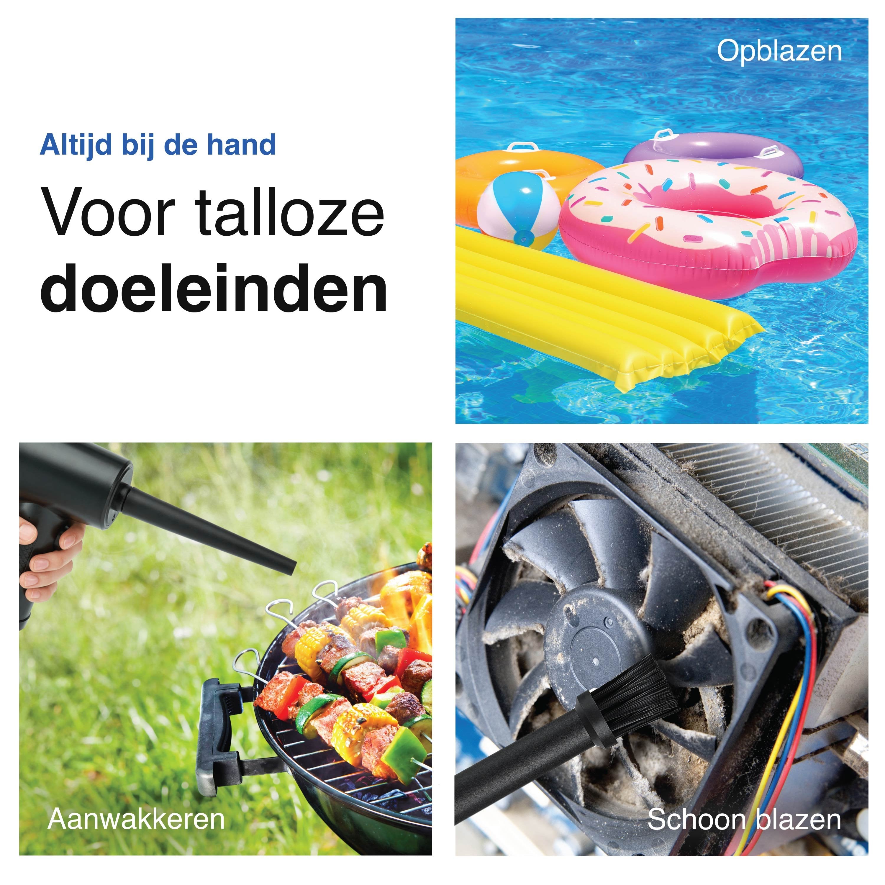Air Duster 50K RPM - Perslucht - Compressed Air - Stof Reiniger - Oplaadbaar en Draadloos – Computer - Zwart - Vivid Green