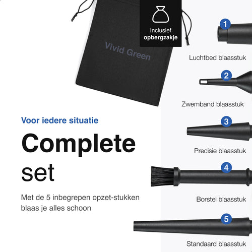 Air Duster 50K RPM - Perslucht - Compressed Air - Stof Reiniger - Oplaadbaar en Draadloos – Computer - Zwart - Vivid Green