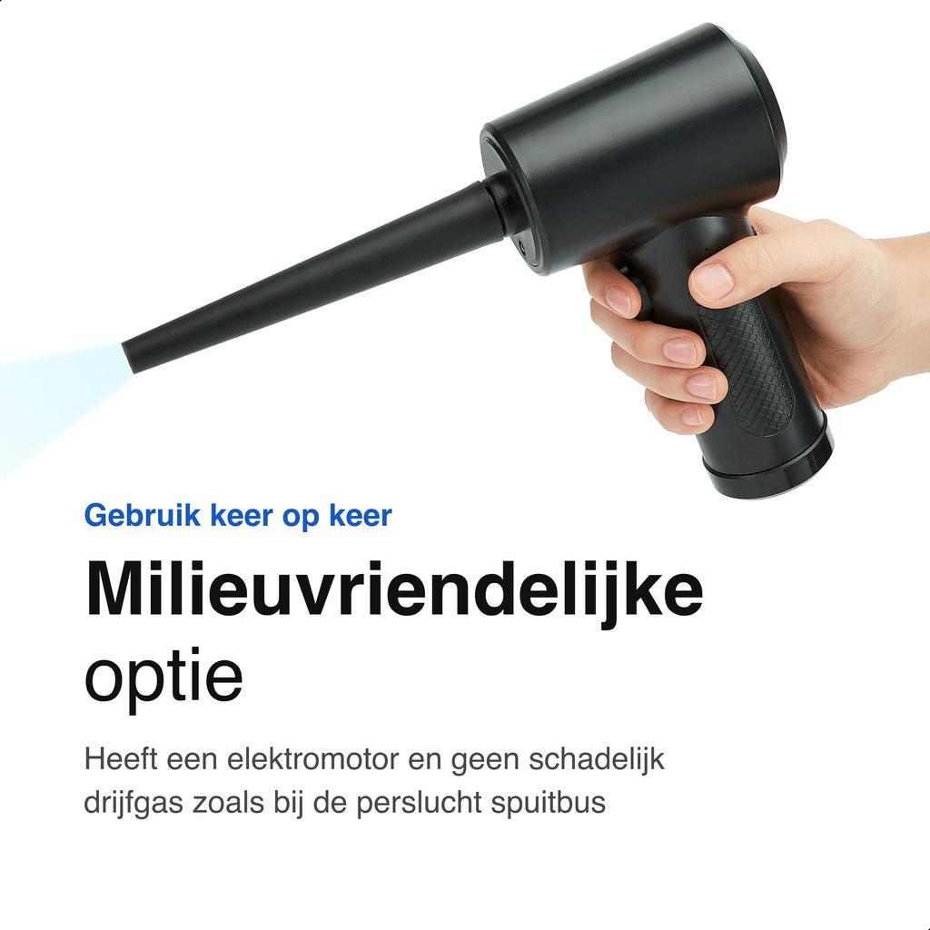 Air Duster 50K RPM - Perslucht - Compressed Air - Stof Reiniger - Oplaadbaar en Draadloos – Computer - Zwart - Vivid Green