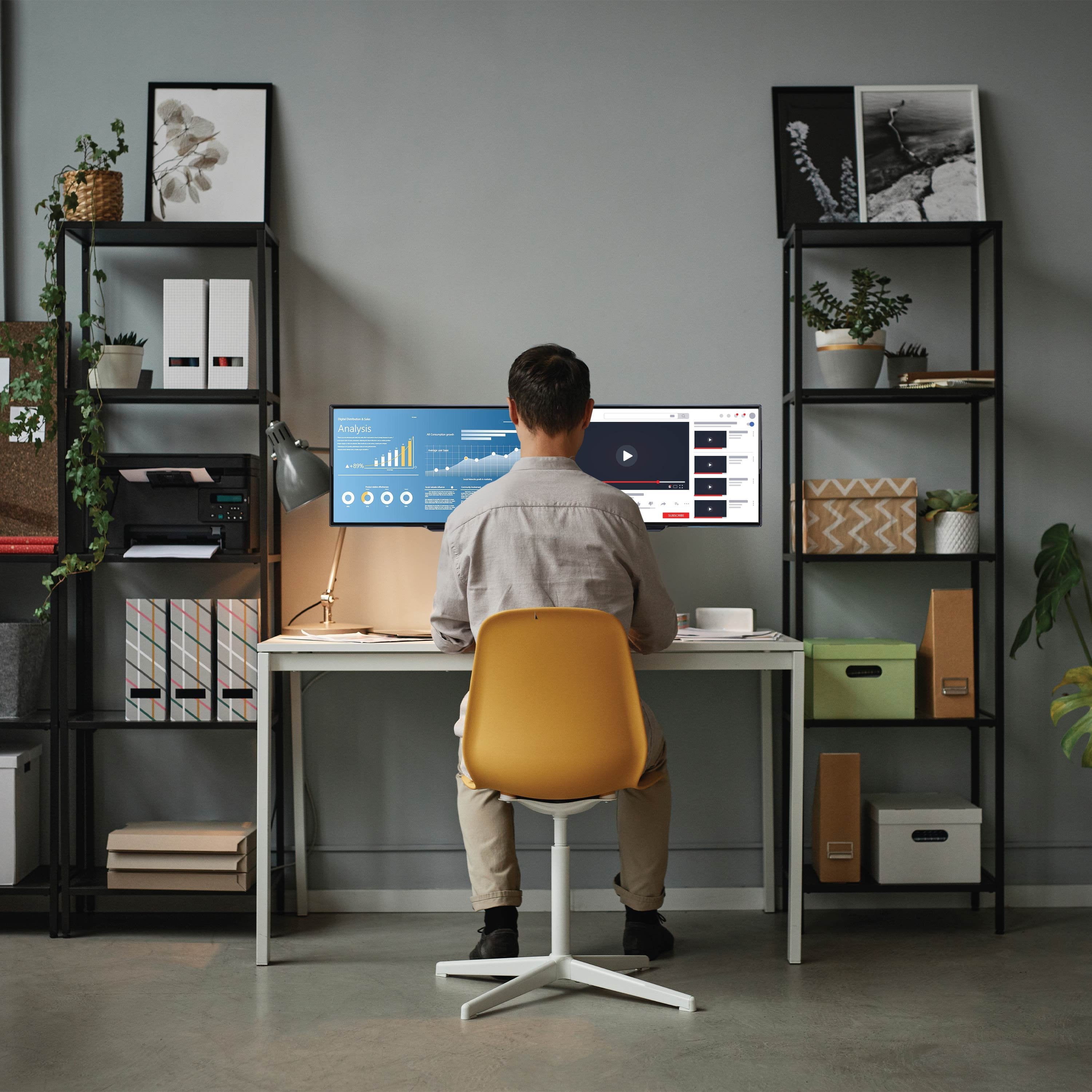 Vivid Green Dubbele Monitor Arm - Standaard - Beugel - 2 Schermen - 13 t/m 27 inch - Draai, Kantel en Zwenkbaar - Zwart