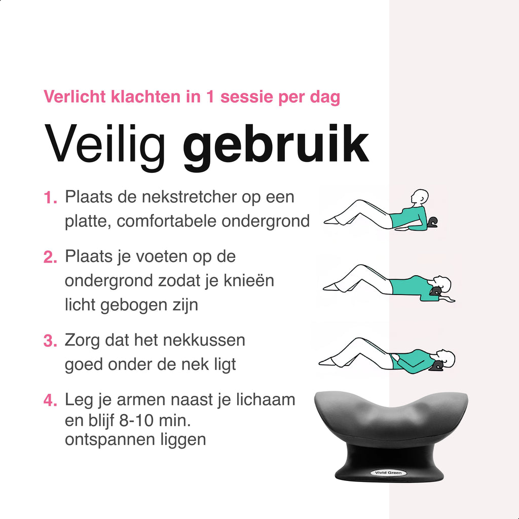 Vivid Green Nekstretcher- Massage kussen - Zwart