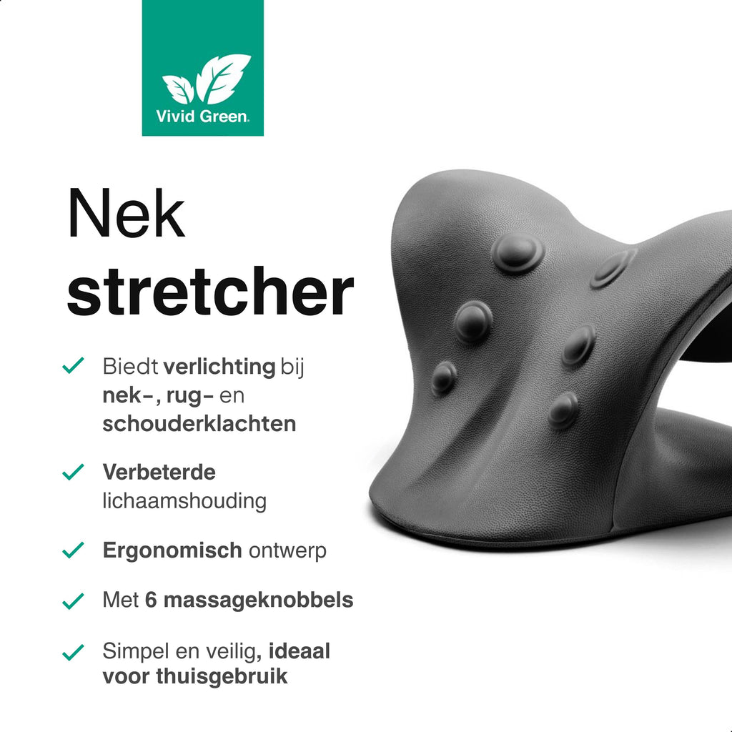 Vivid Green Nekstretcher- Massage kussen - Zwart