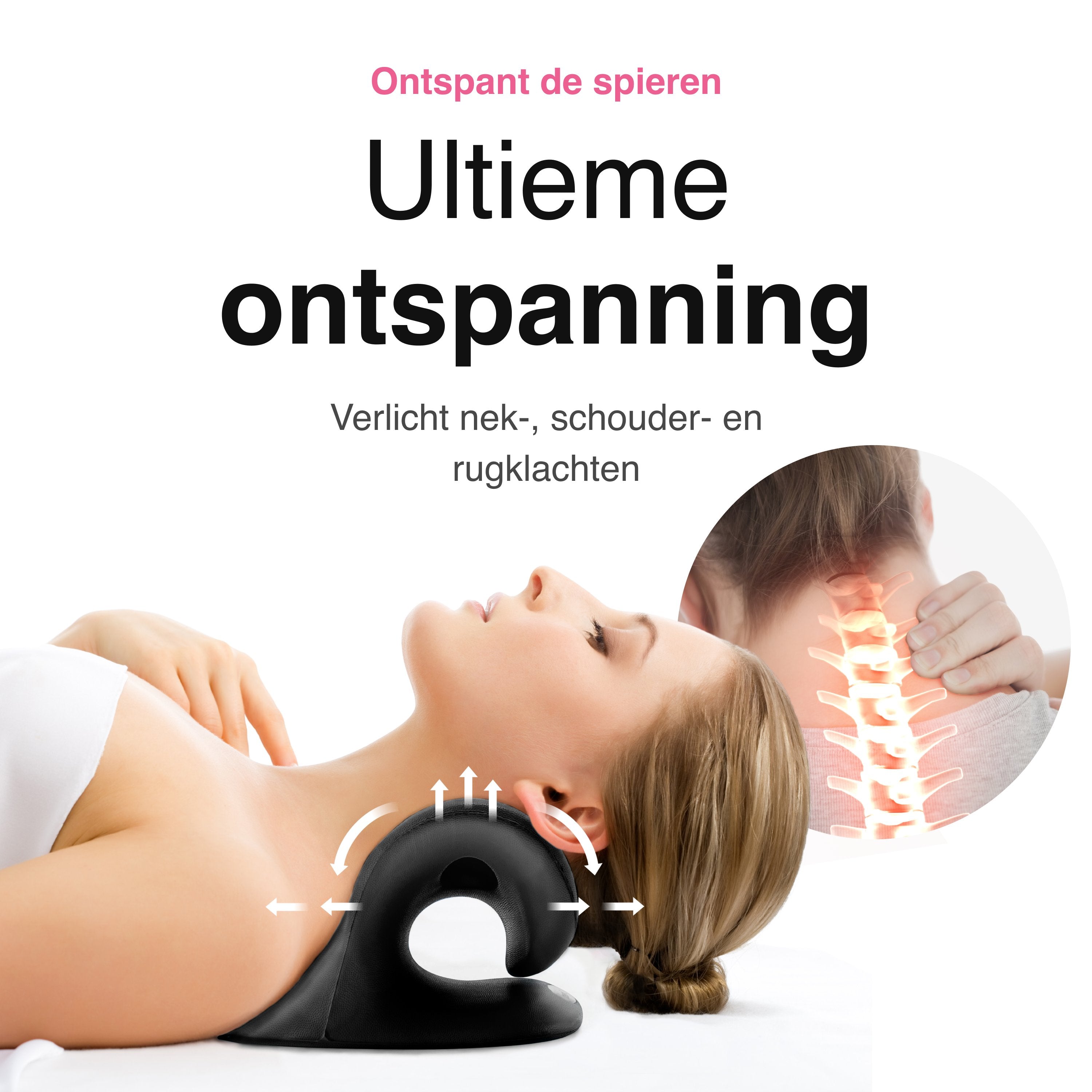 Vivid Green Nekstretcher- Massage kussen - Zwart