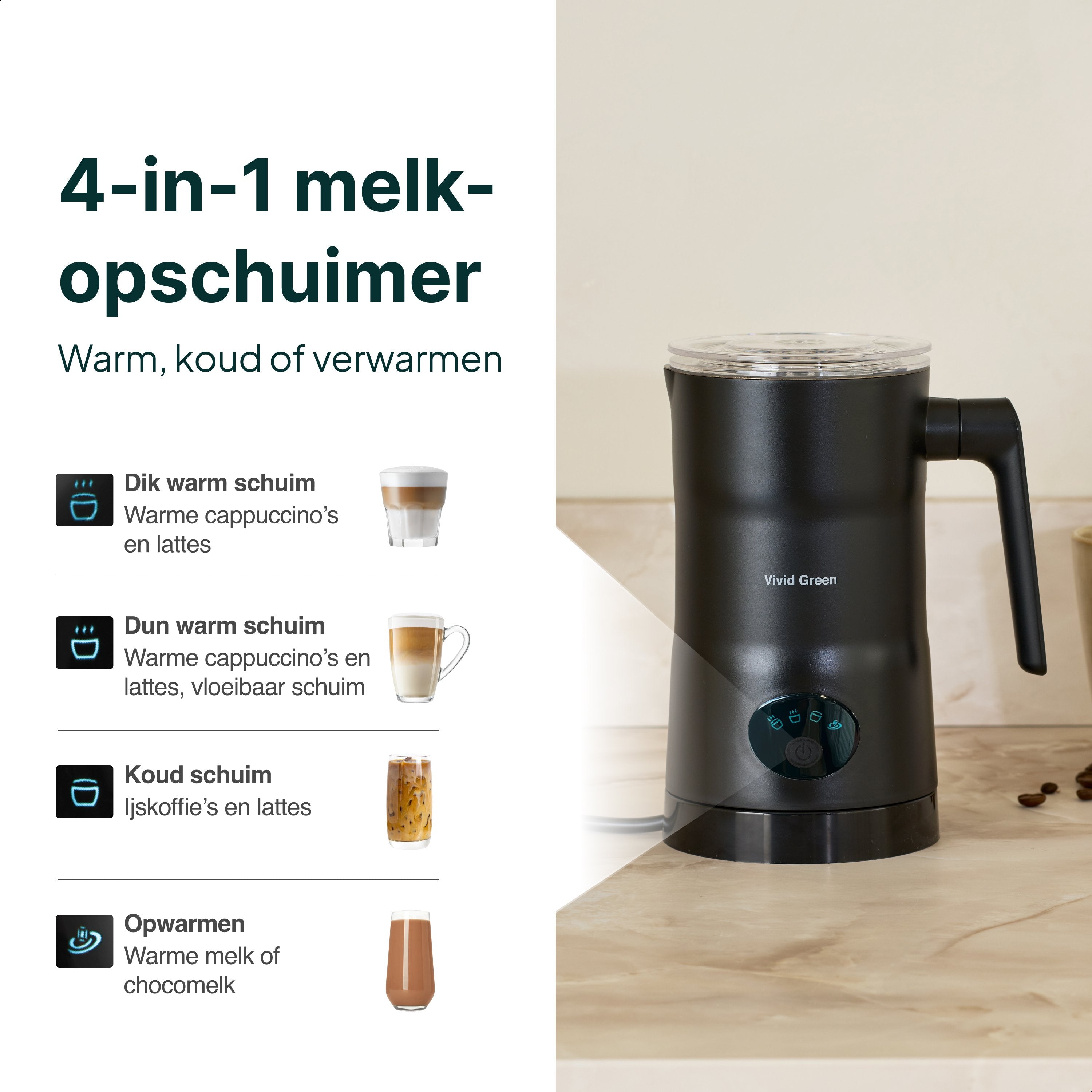 Vivid Green Melkopschuimer 350ML