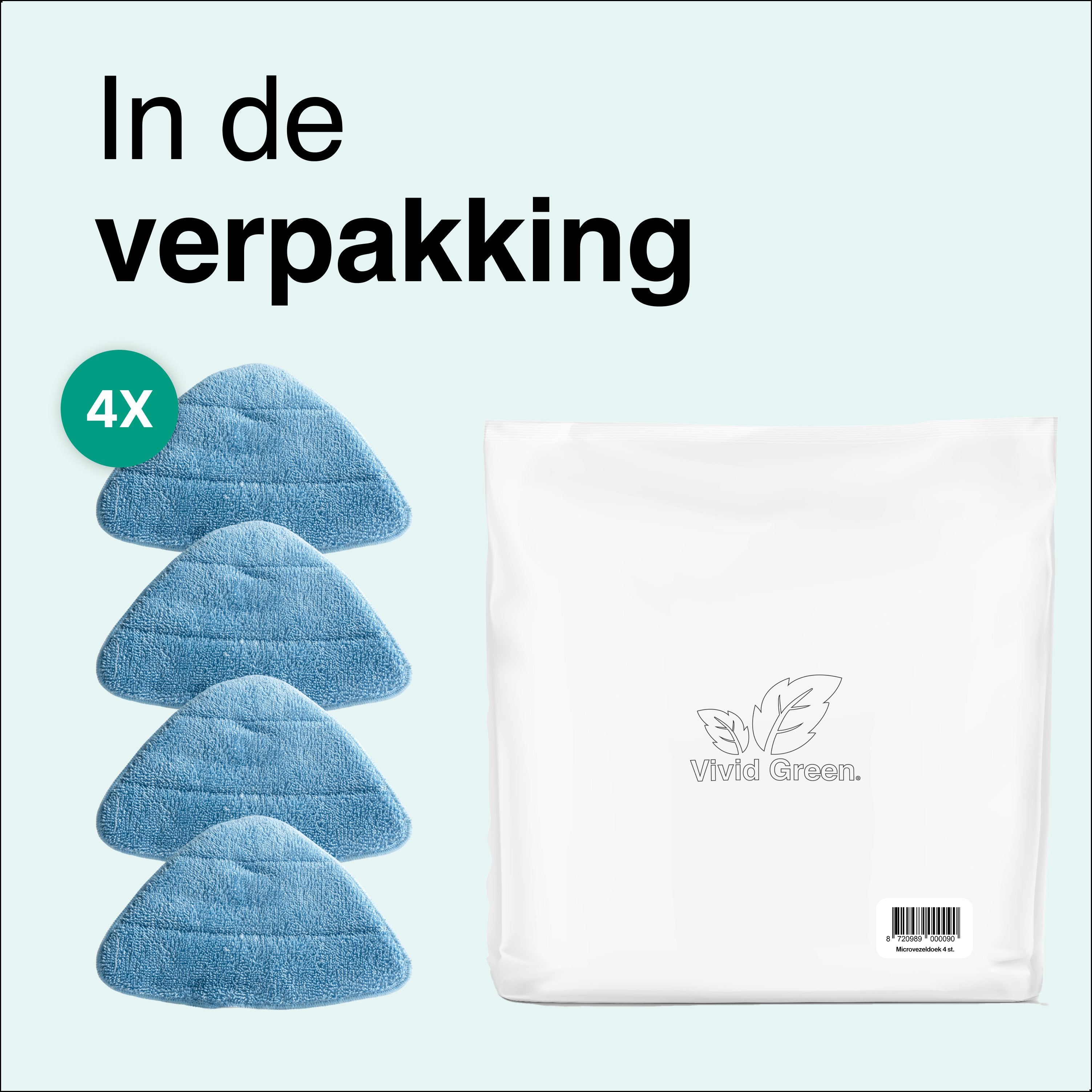 Vivid Green Stoomreiniger Microvezeldoekjes Set - Stoomdoek - Microvezeldoek - Navulling - 4 Stuks