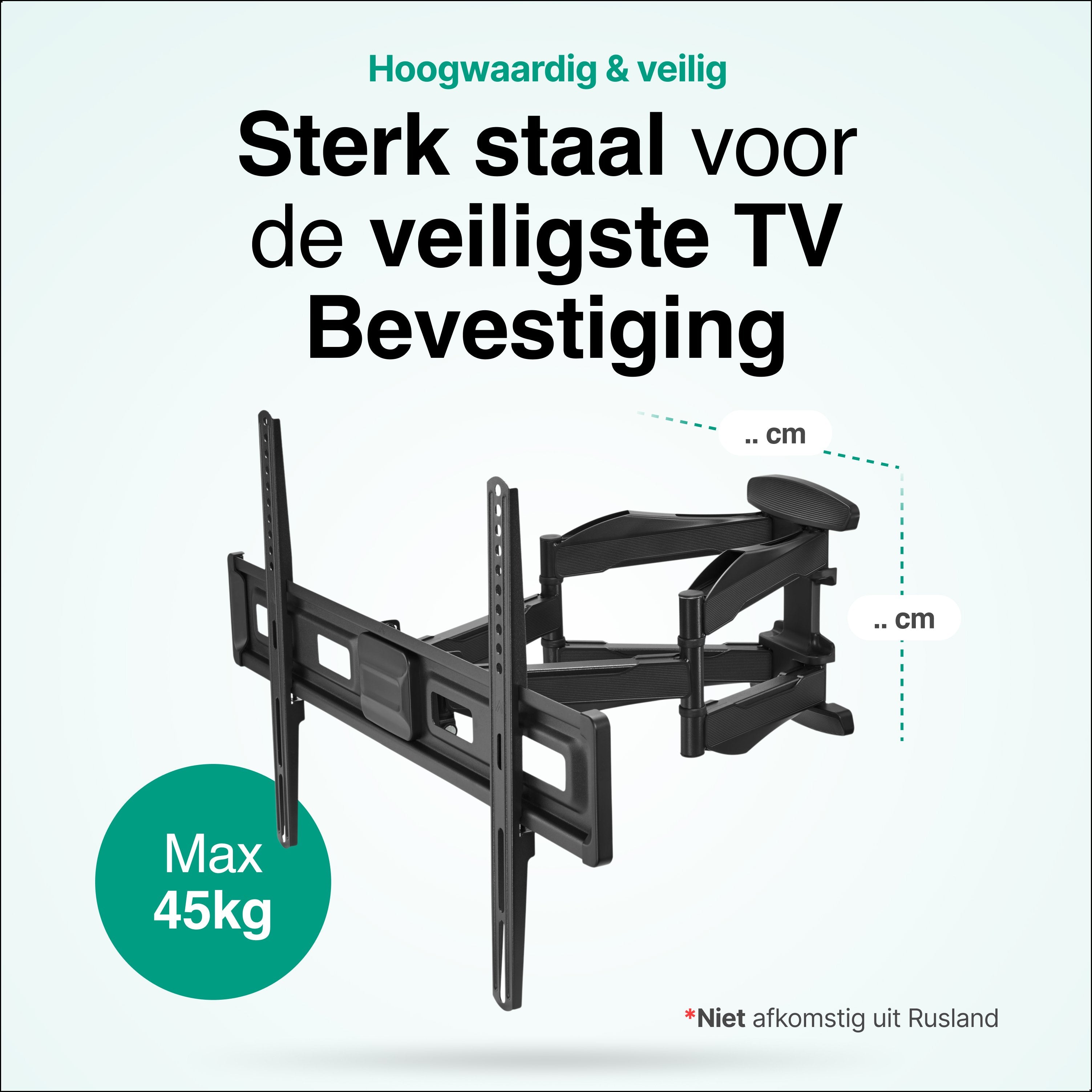Tv Beugel Draaibaar en Kantelbaar - Muurbeugels - TV beugels - Geschikt voor 37 to 80 Inch tot 45KG - Universeel - Zwart - Vivid Green