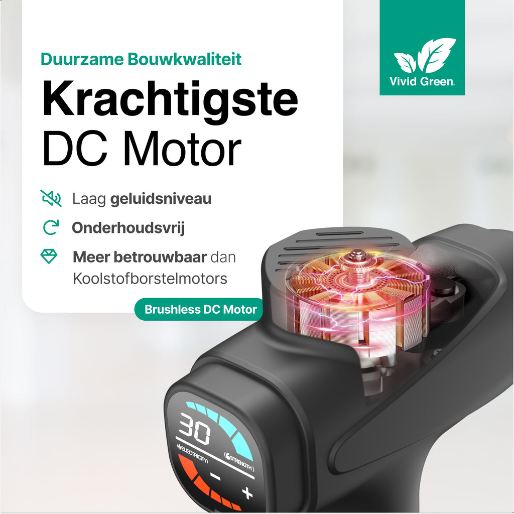 Vivid Green - Pro Massage Gun 12 Accessoires - Apparaat - Sport en Relax Massage - Draadloos � Professioneel - 12 mm - 2500 mAh � Zwart