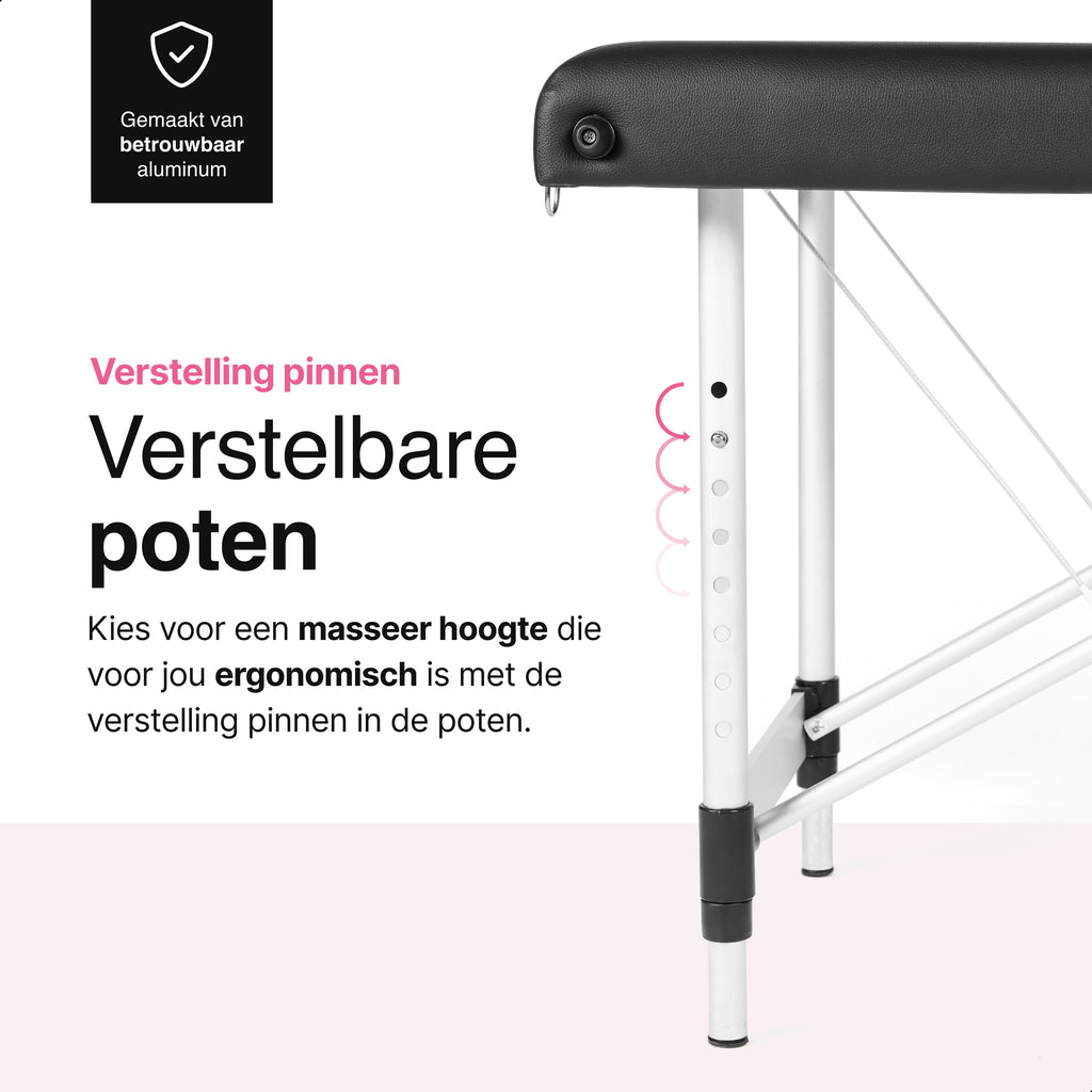 Vivid Green Massagetafel 3 zones - Inklapbaar - Max Draagvermogen 230 KG - 8 Hoogtestanden - Behandelbank - Behandeltafel - Bed - Incl. Opbergtas